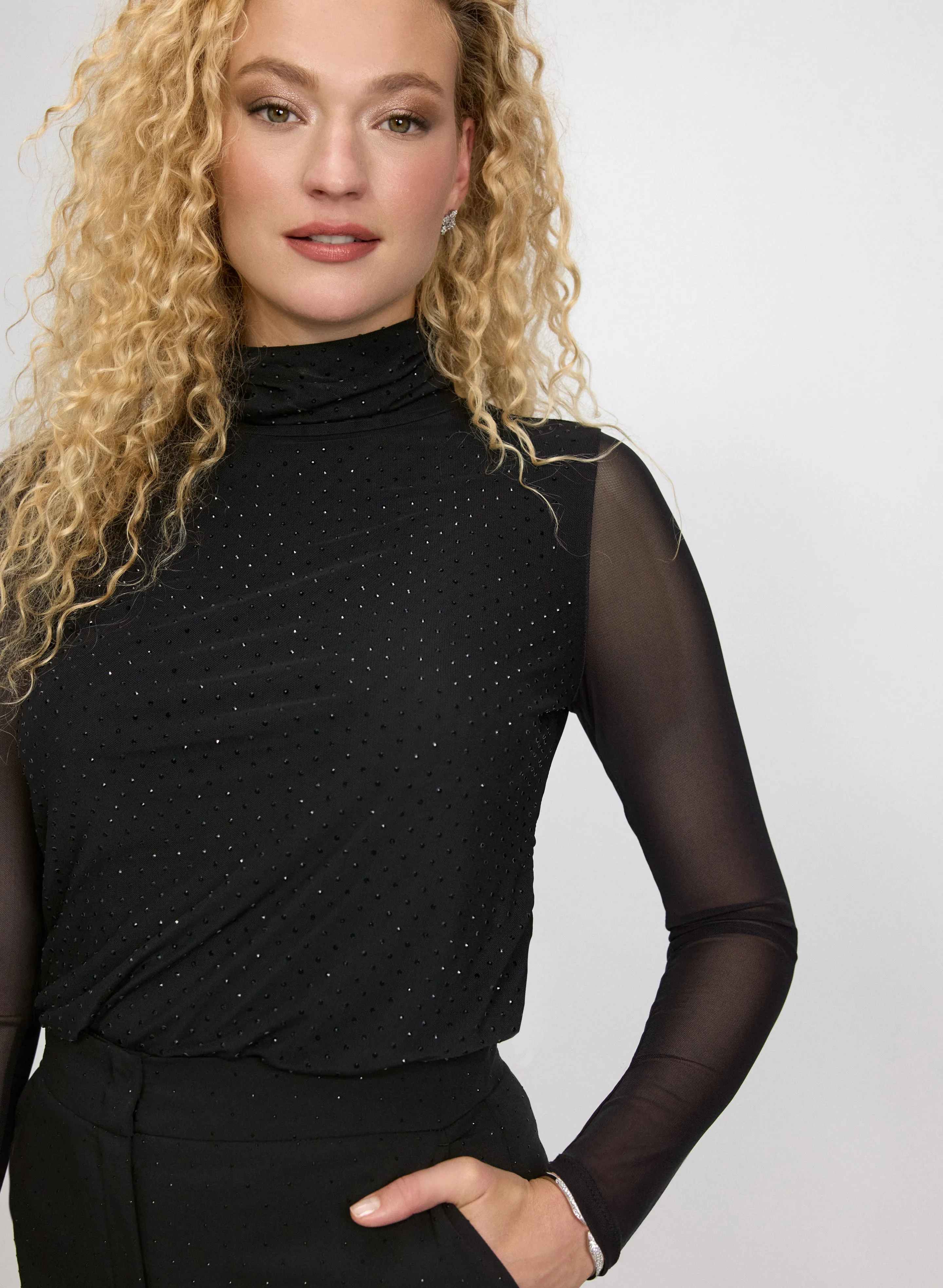 Mesh Tonal Embellished Top sold by Laura product image thumbnail 5