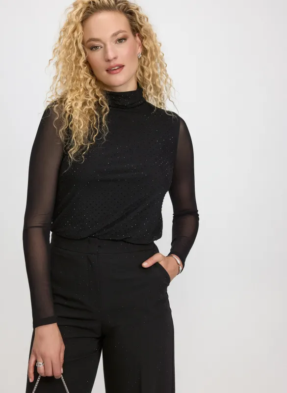 Mesh Tonal Embellished Top sold by Laura