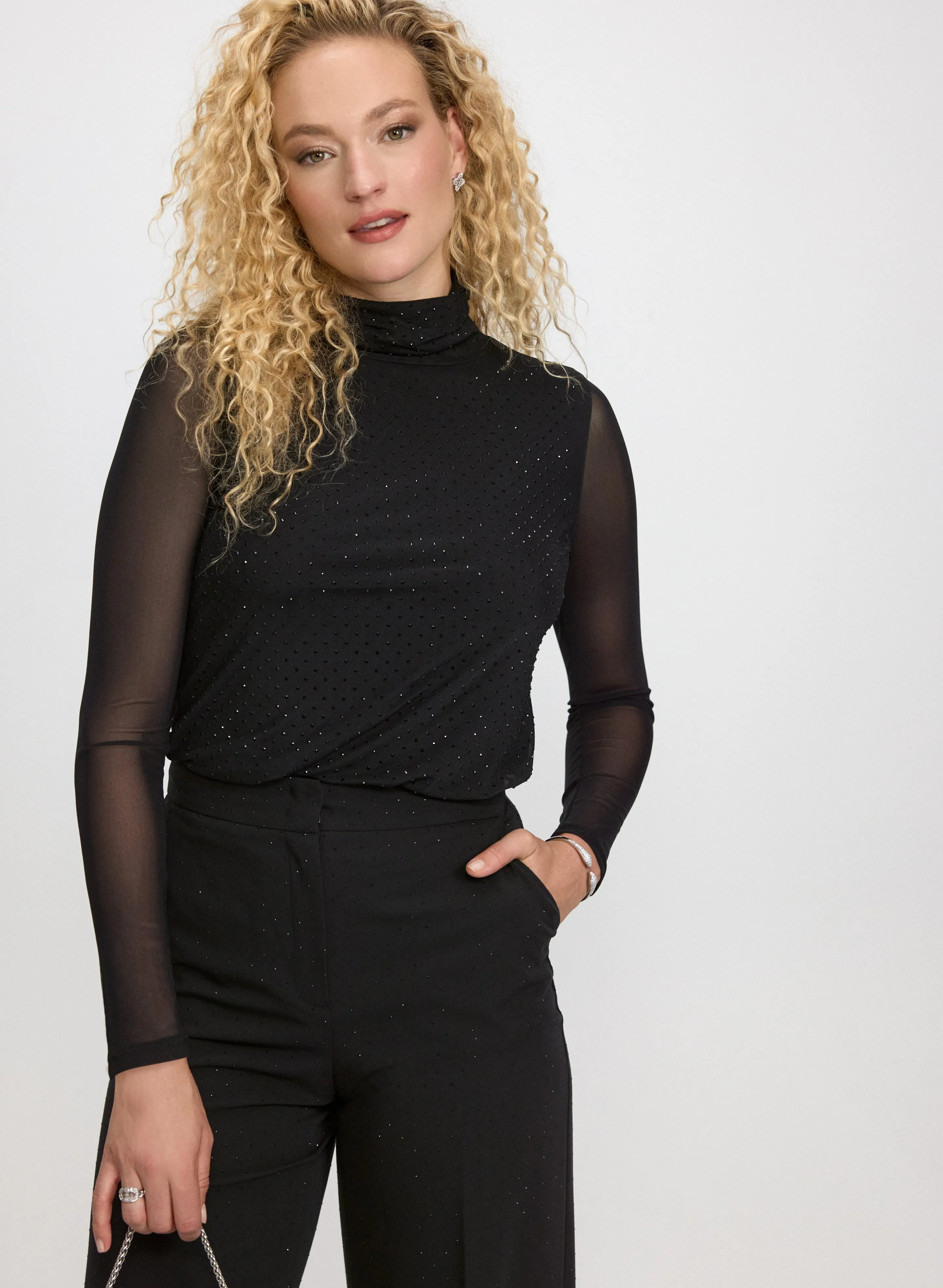 Mesh Tonal Embellished Top sold by Laura