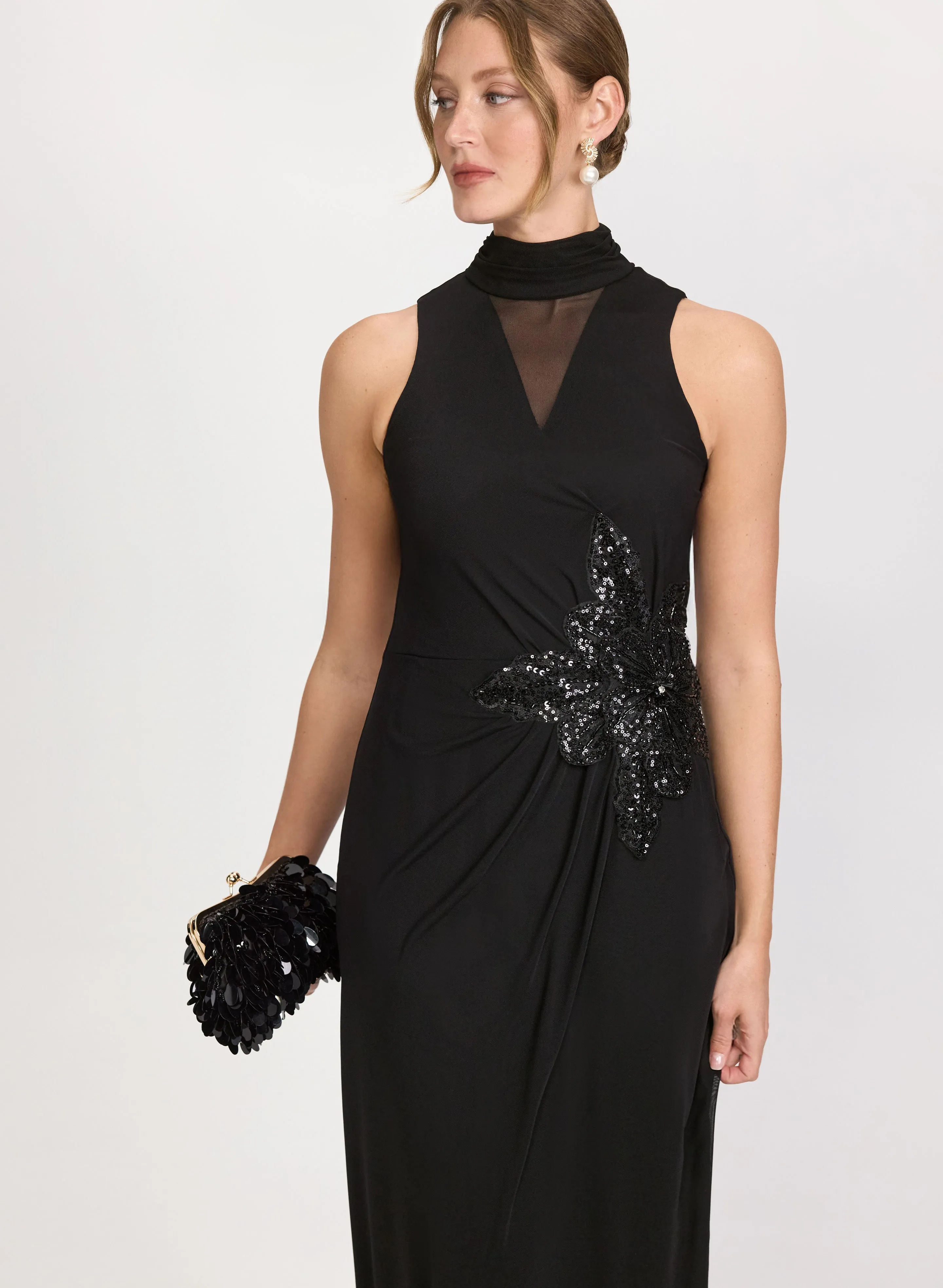 Sequined Floral Applique Dress sold by Laura product image thumbnail 4