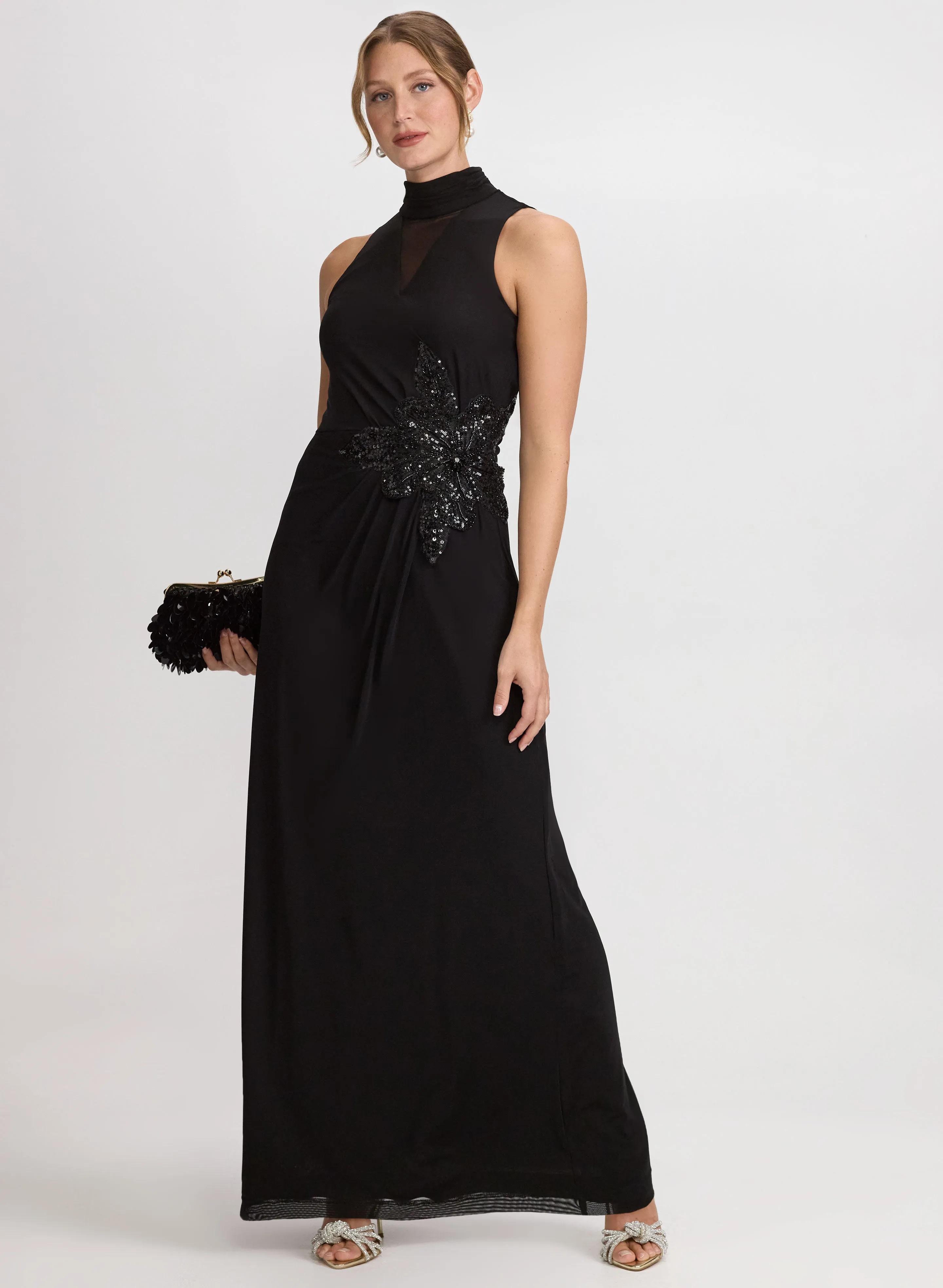 Sequined Floral Applique Dress sold by Laura