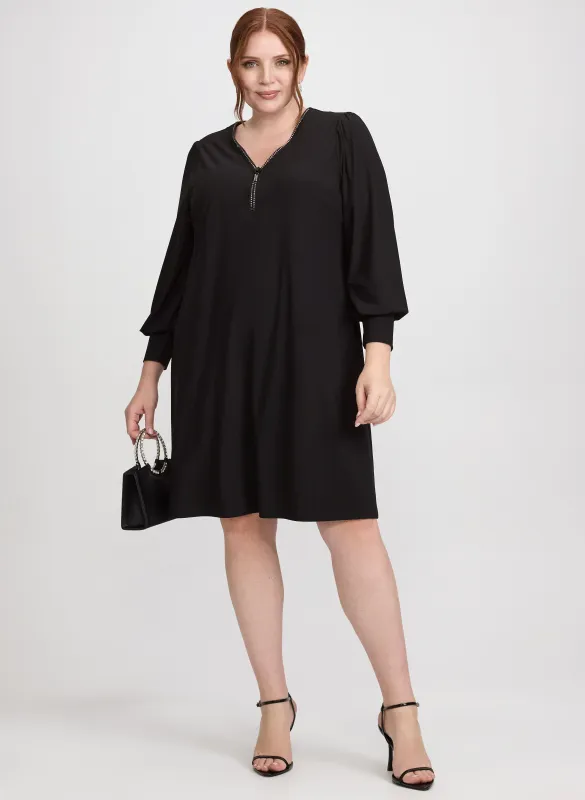 Rhinestone Half-Zip Dress sold by Laura