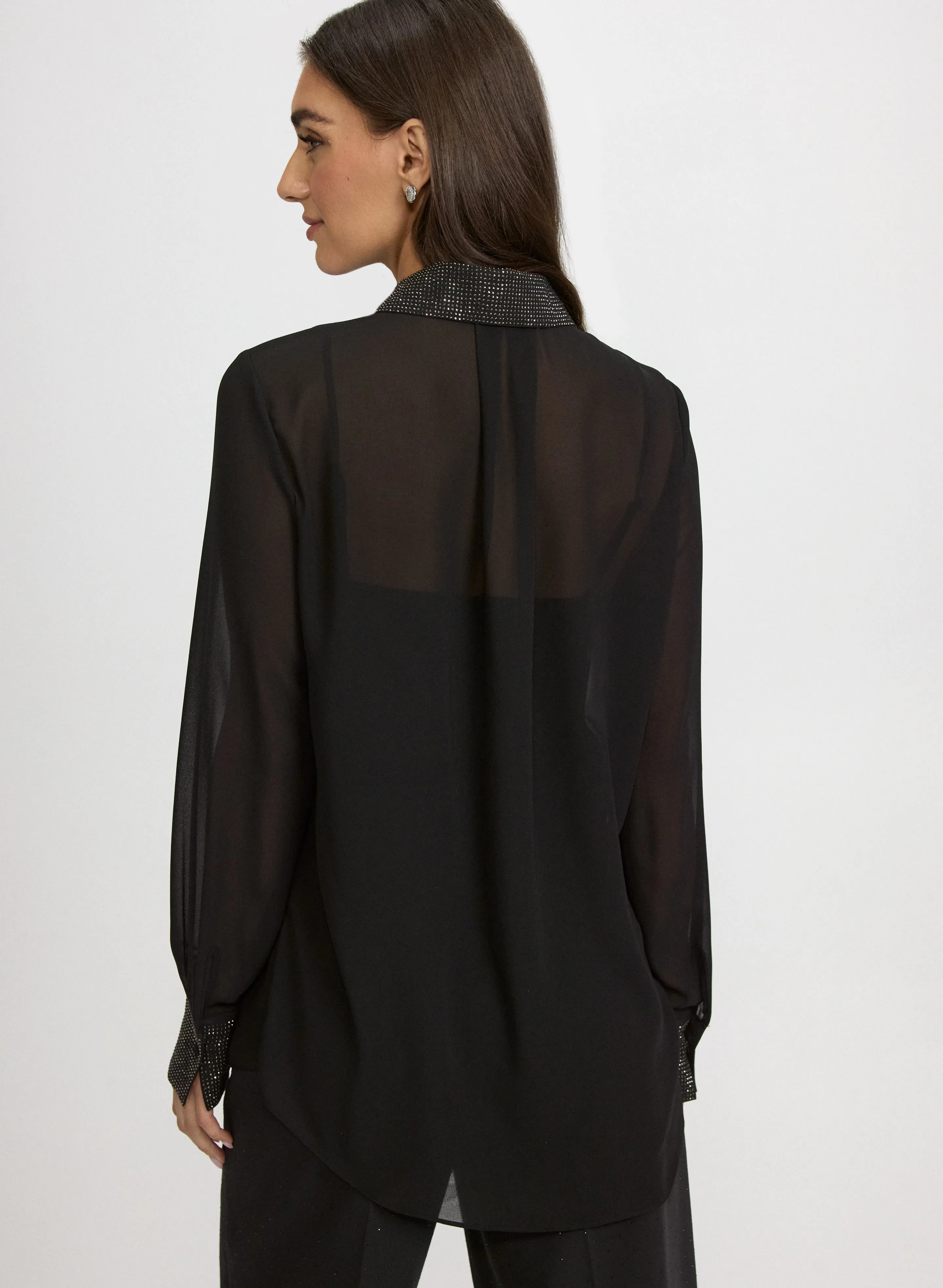 Tonal Embellished Chiffon Blouse sold by Laura product image thumbnail 3