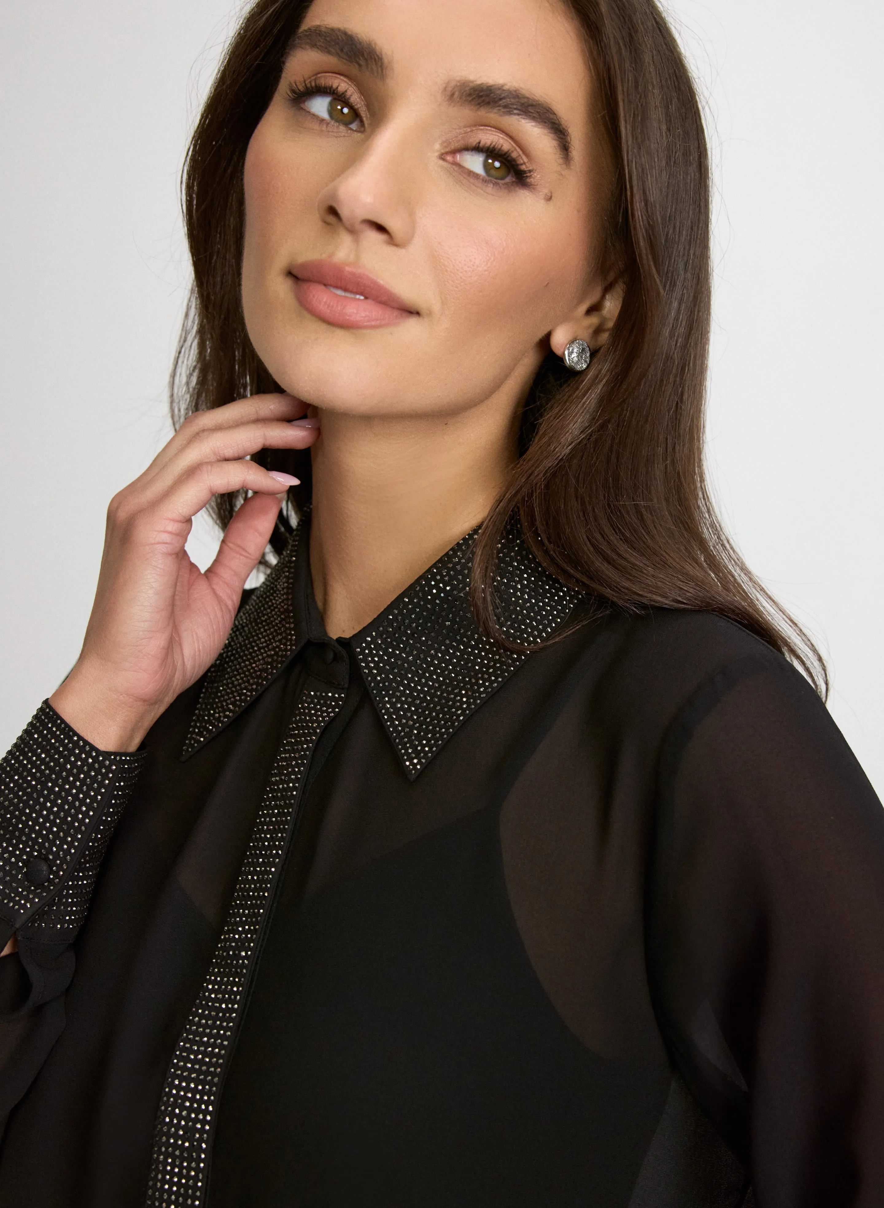 Tonal Embellished Chiffon Blouse sold by Laura product image thumbnail 5