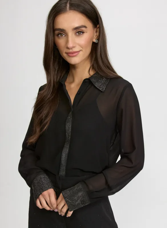 Tonal Embellished Chiffon Blouse sold by Laura