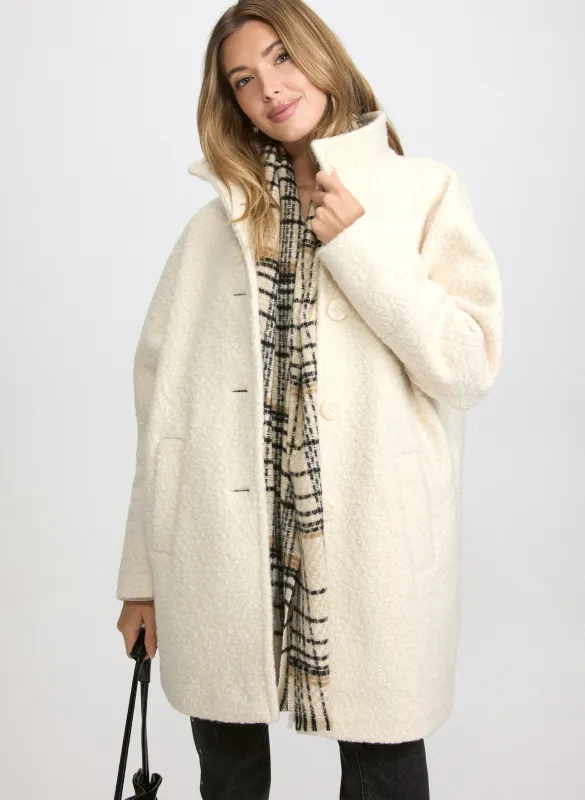 Stand Collar Bouclé Coat sold by Laura