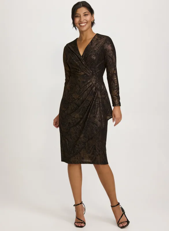 Metallic Waterfall Flounce Dress sold by Laura