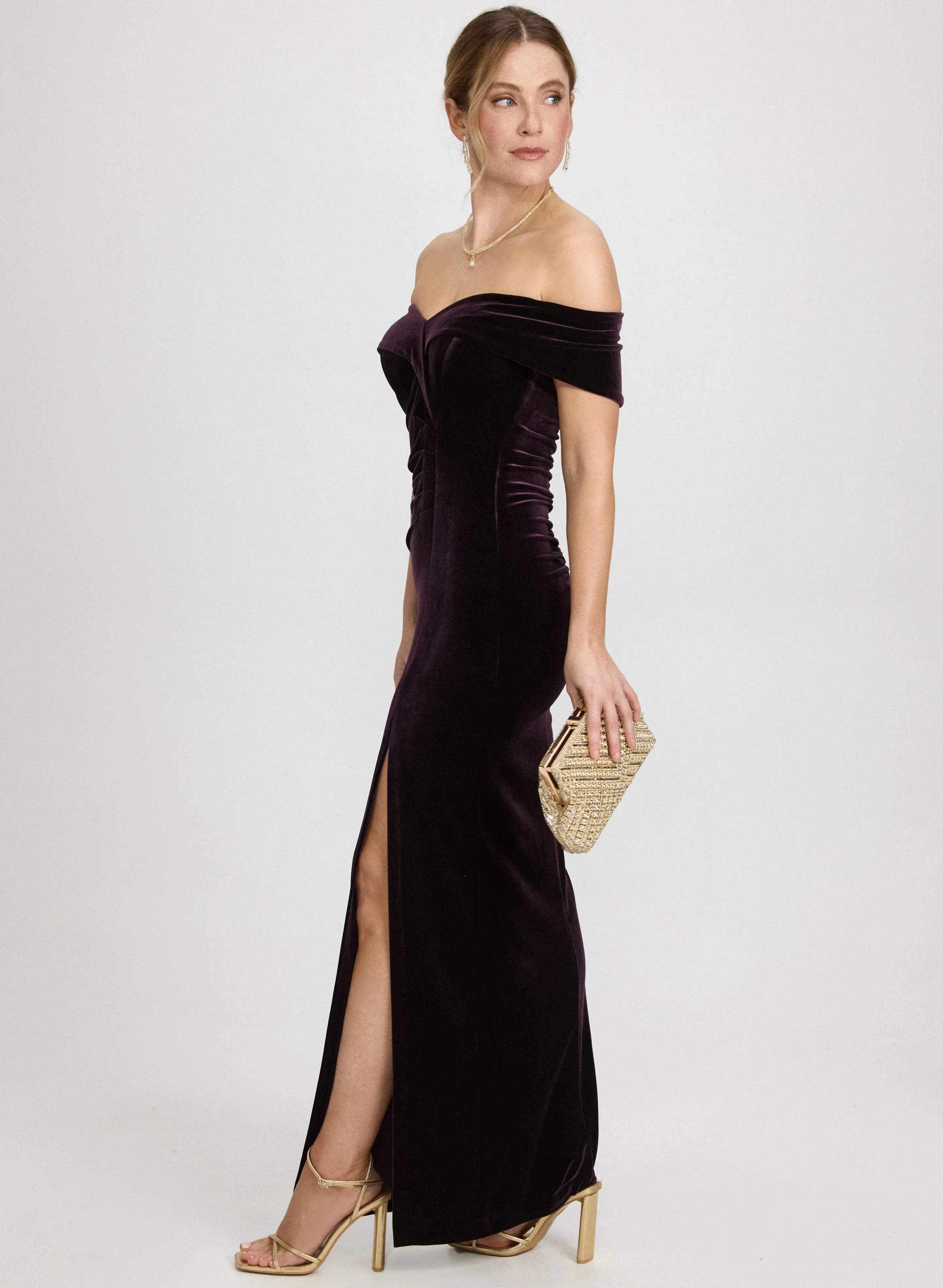 Velvet Off-Shoulder Dress sold by Laura product image thumbnail 2