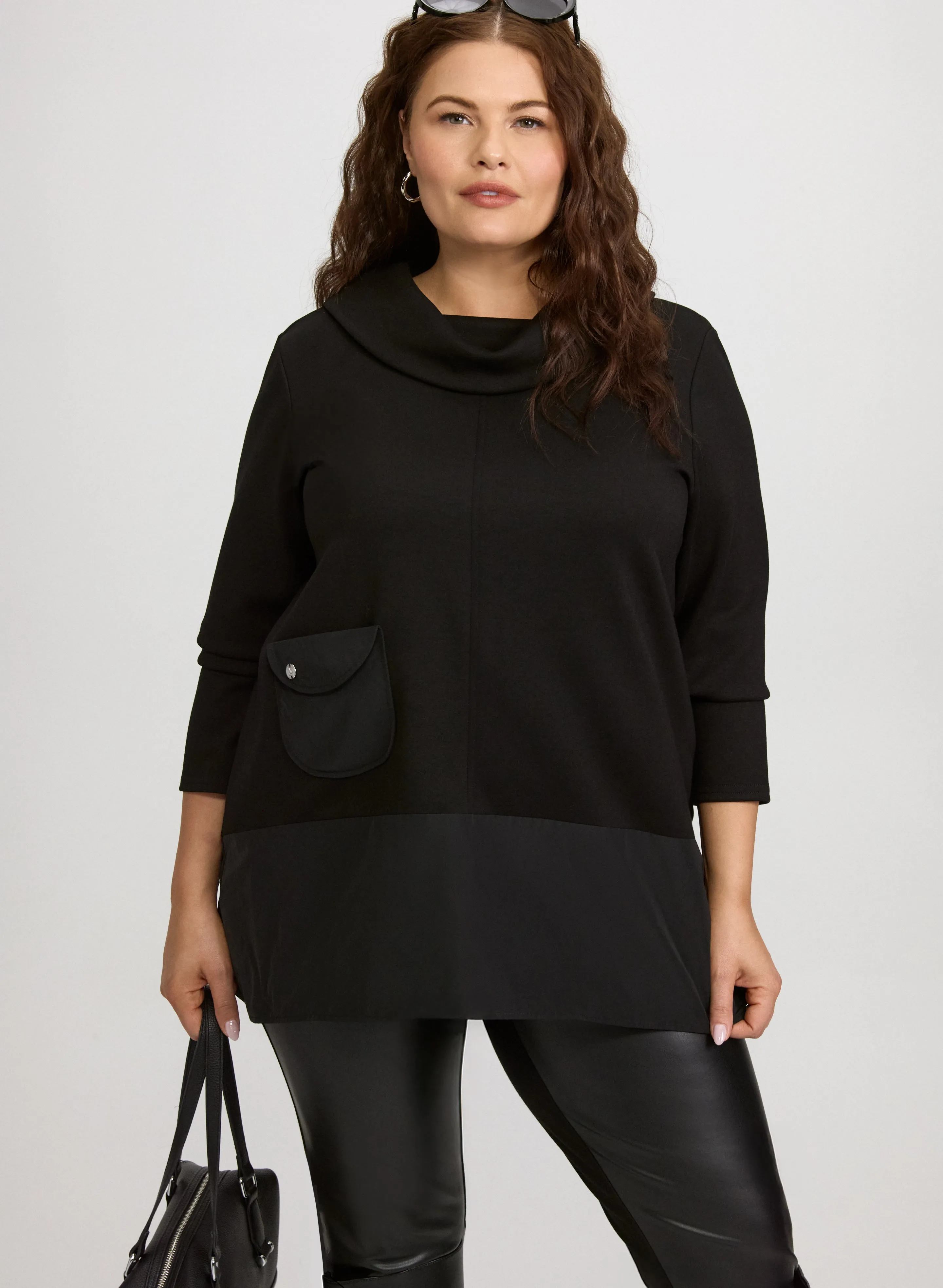 Joseph Ribkoff - Nylon Detail Cowl Neck Top sold by Laura