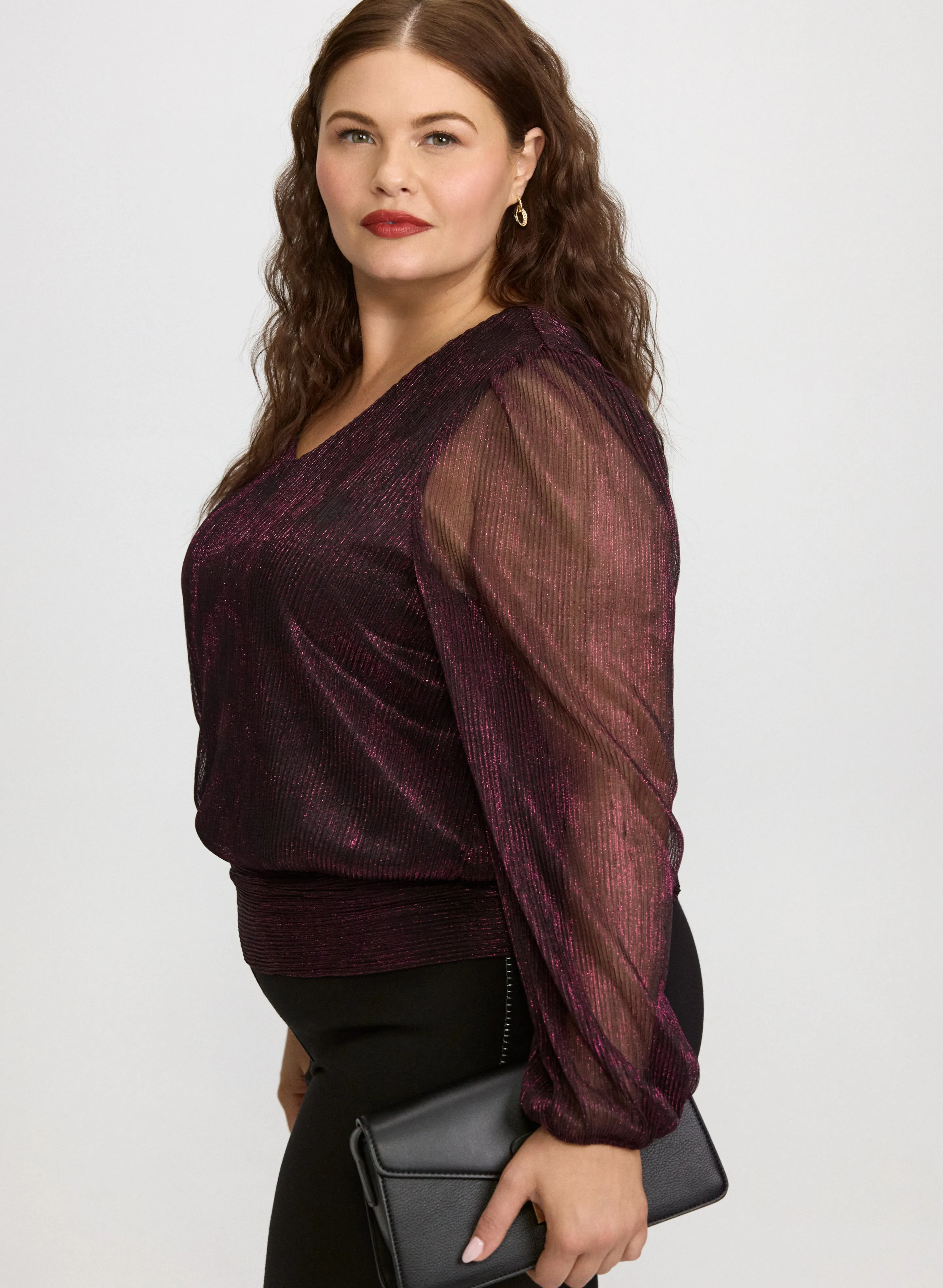 Metallic Balloon Sleeve Top sold by Laura product image thumbnail 2