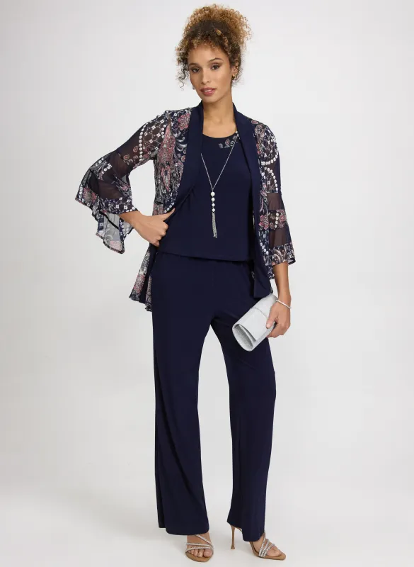 Mesh Paisley Jacket, Top & Pants Set sold by Laura