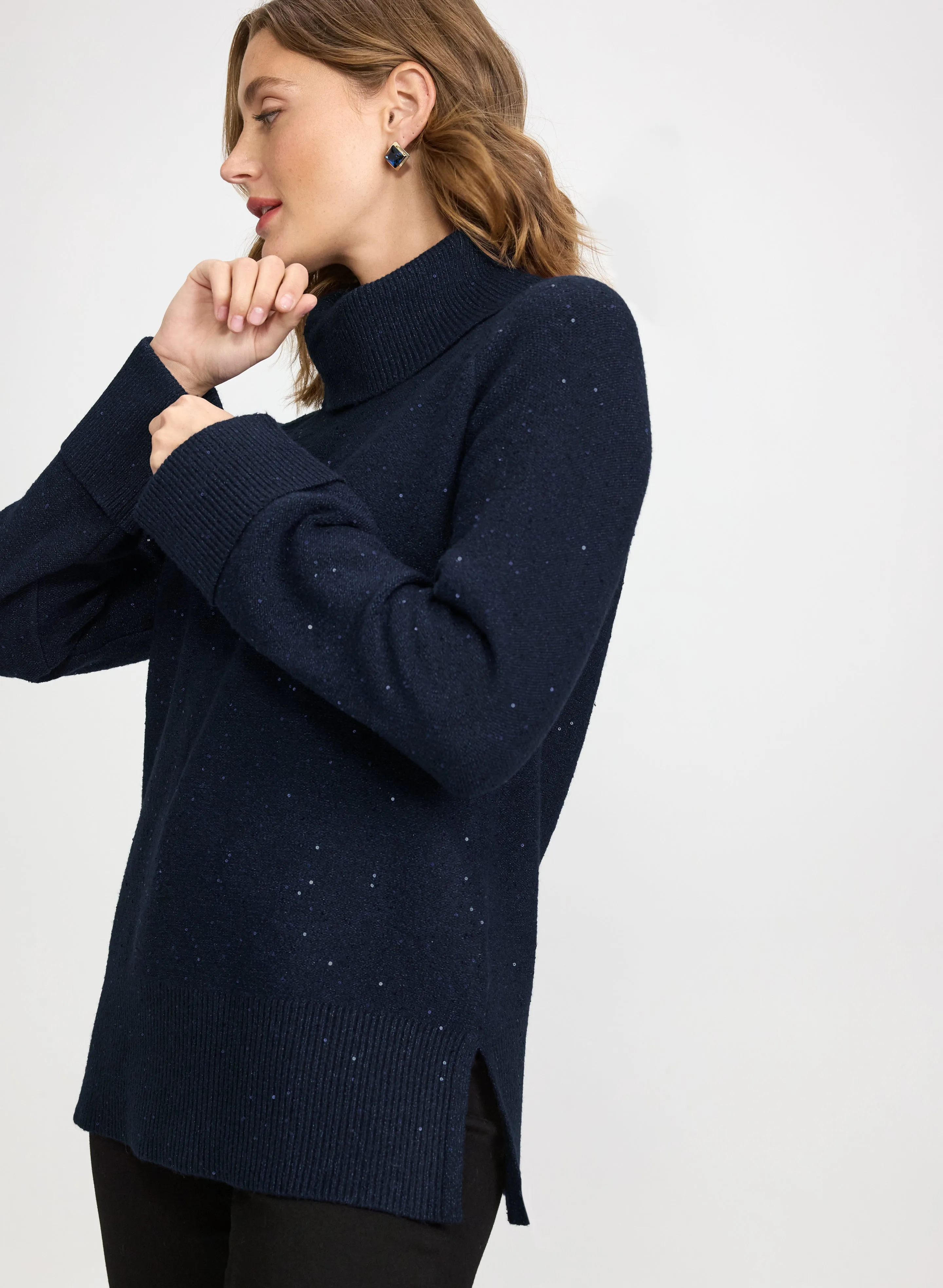 Sequined Cowl Neck Tunic Sweater sold by Laura product image thumbnail 5