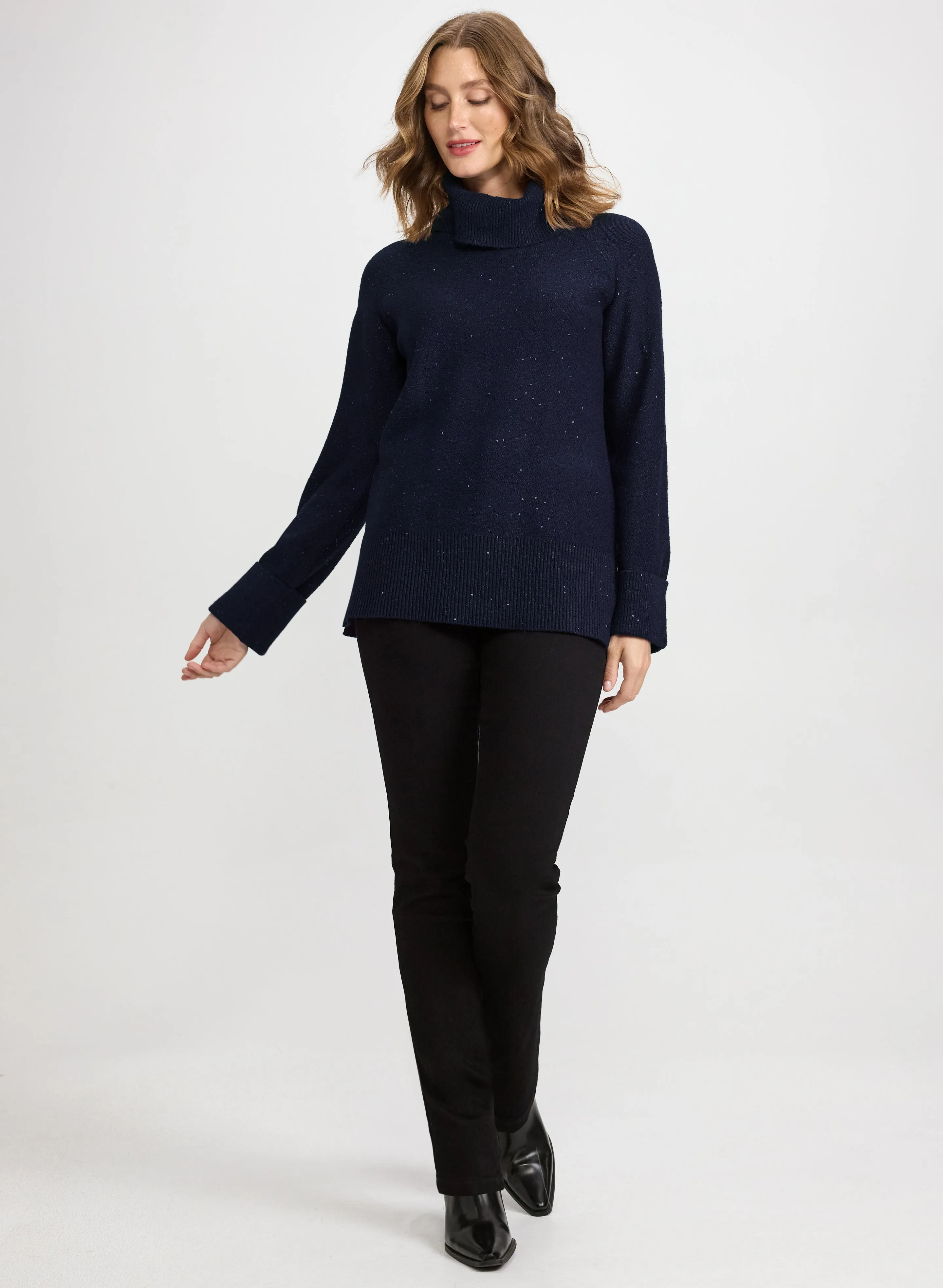 Sequined Cowl Neck Tunic Sweater sold by Laura product image thumbnail 3