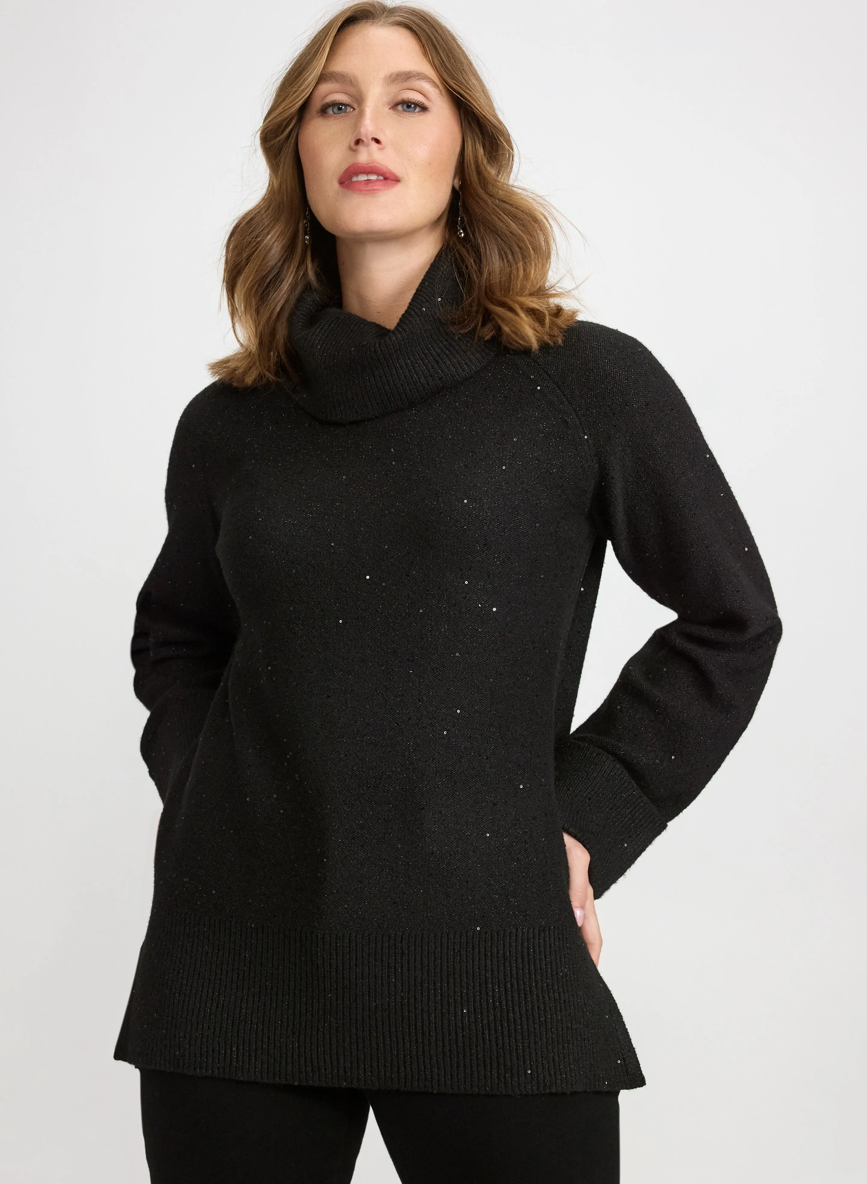 Sequined Cowl Neck Tunic Sweater sold by Laura