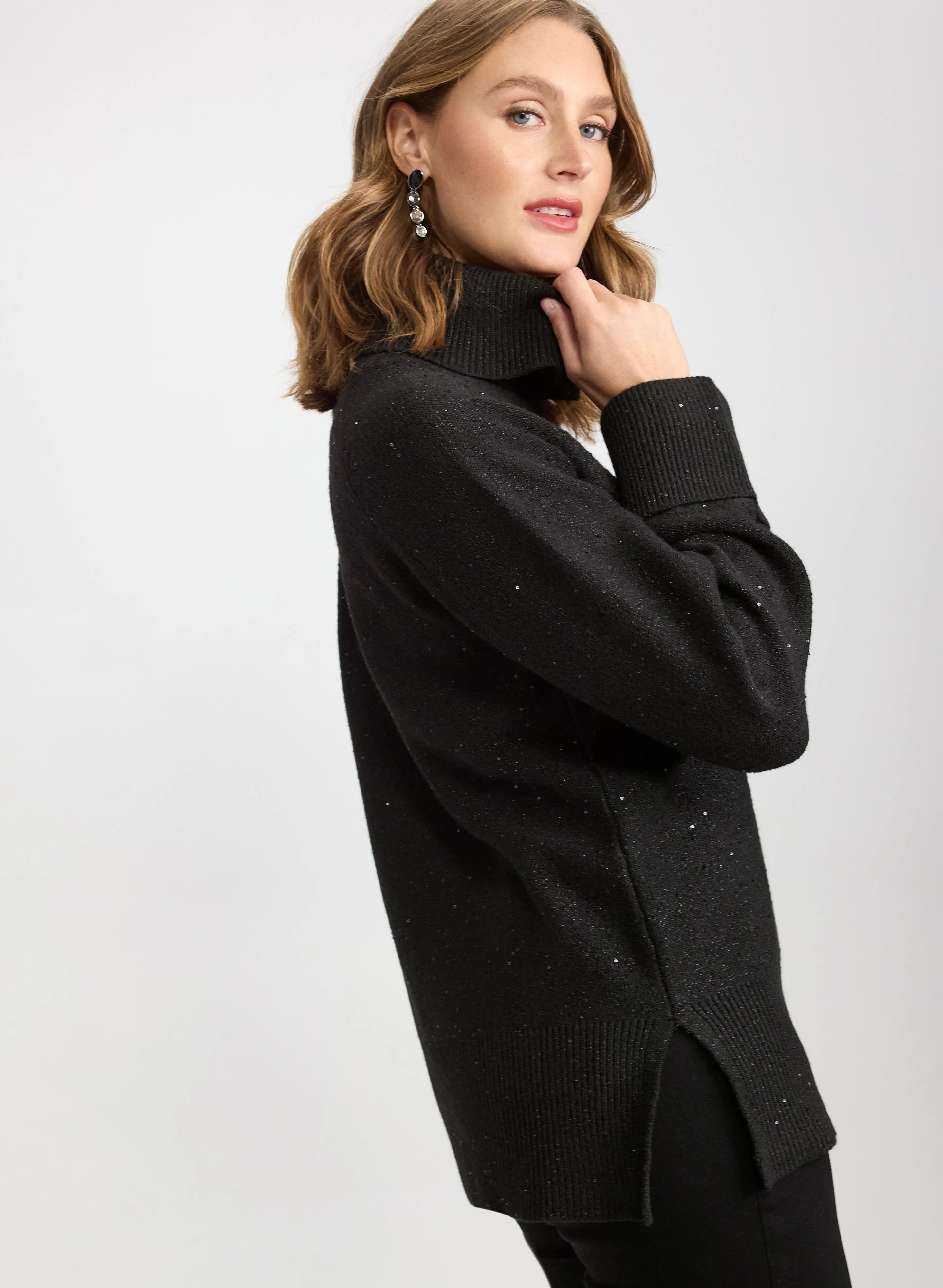 Sequined Cowl Neck Tunic Sweater sold by Laura product image thumbnail 2