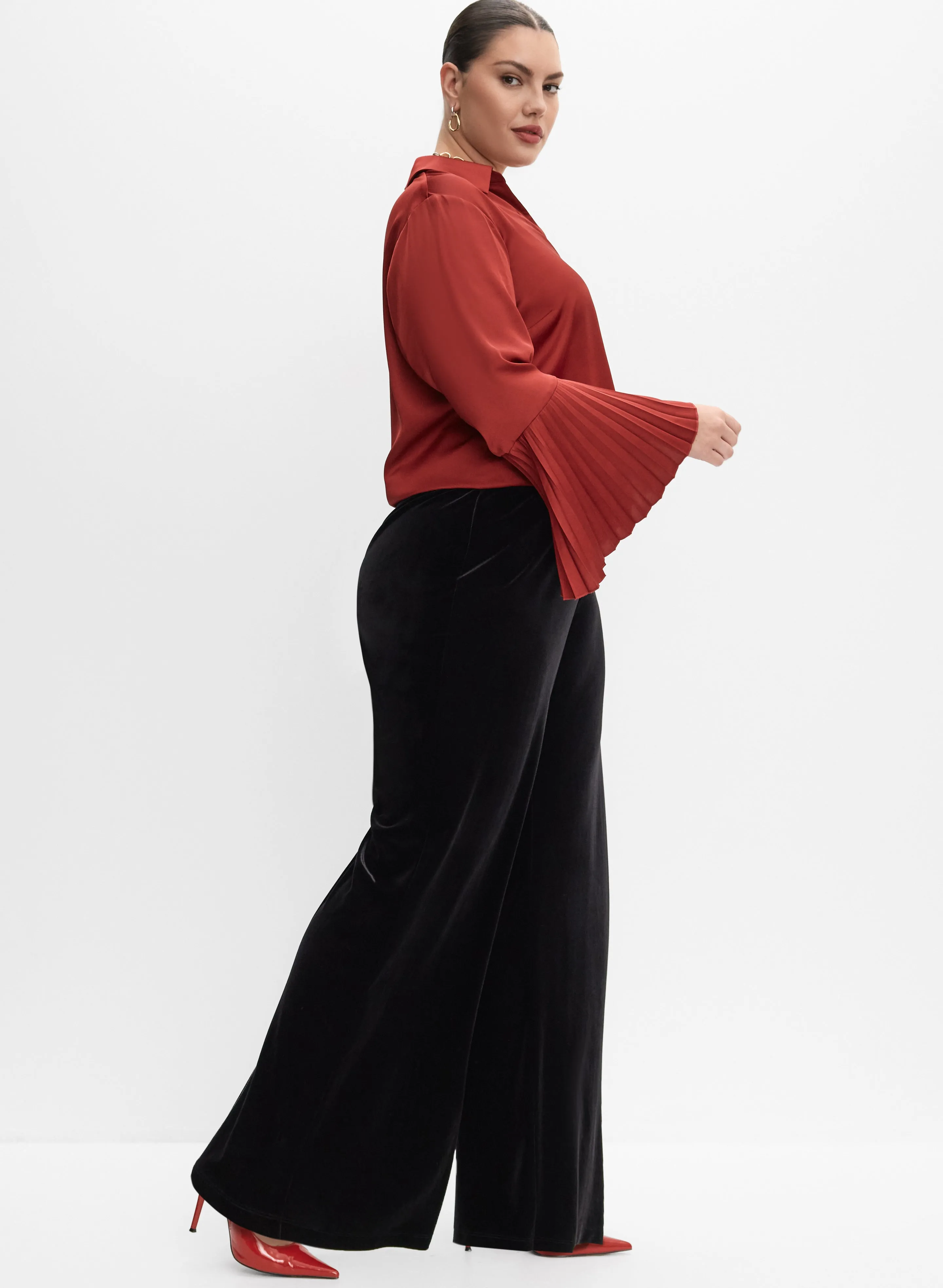Melanie Lyne - Velvet Wide-Leg Pants sold by Laura product image thumbnail 4