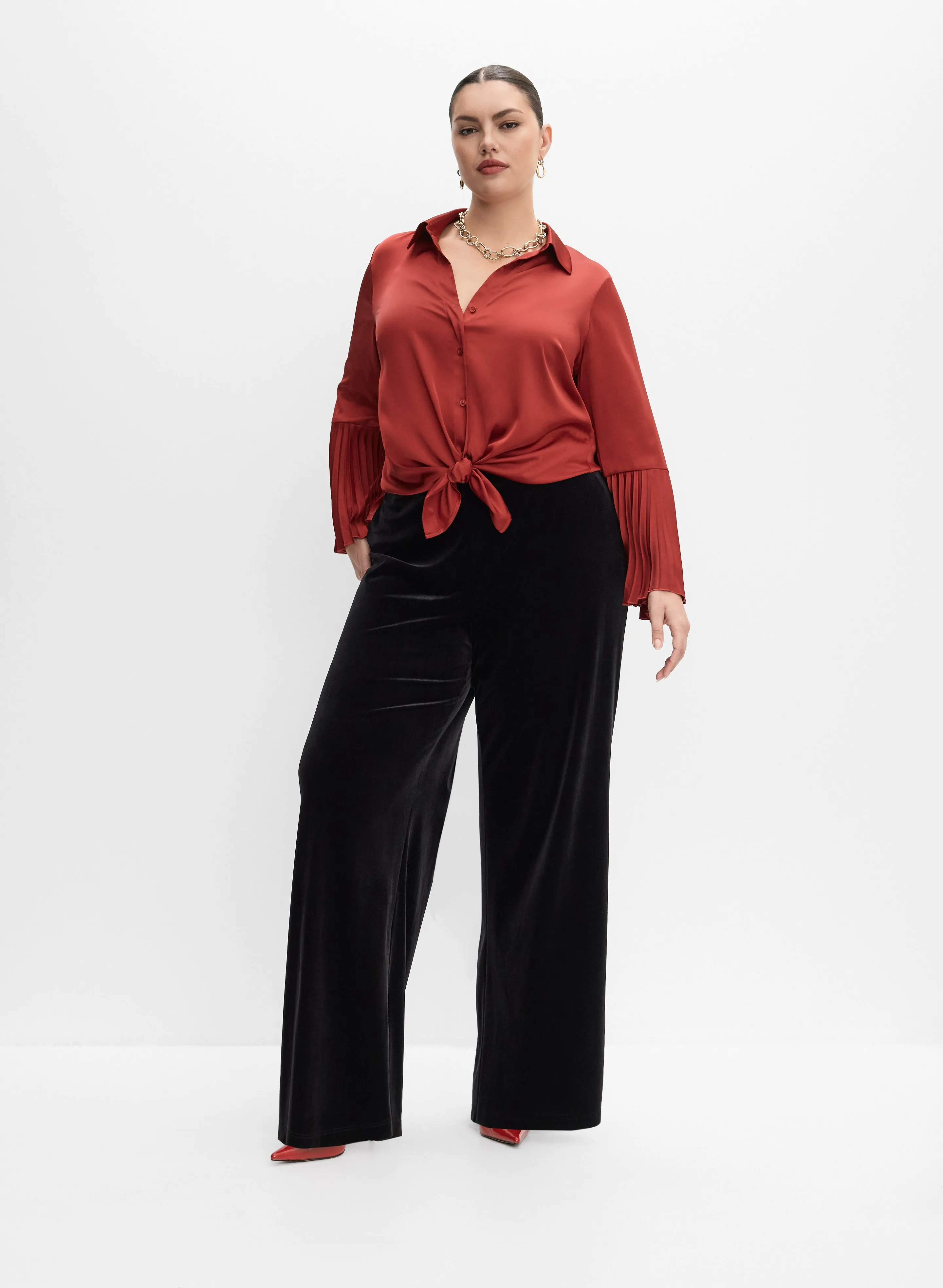 Melanie Lyne - Velvet Wide-Leg Pants sold by Laura product image thumbnail 3