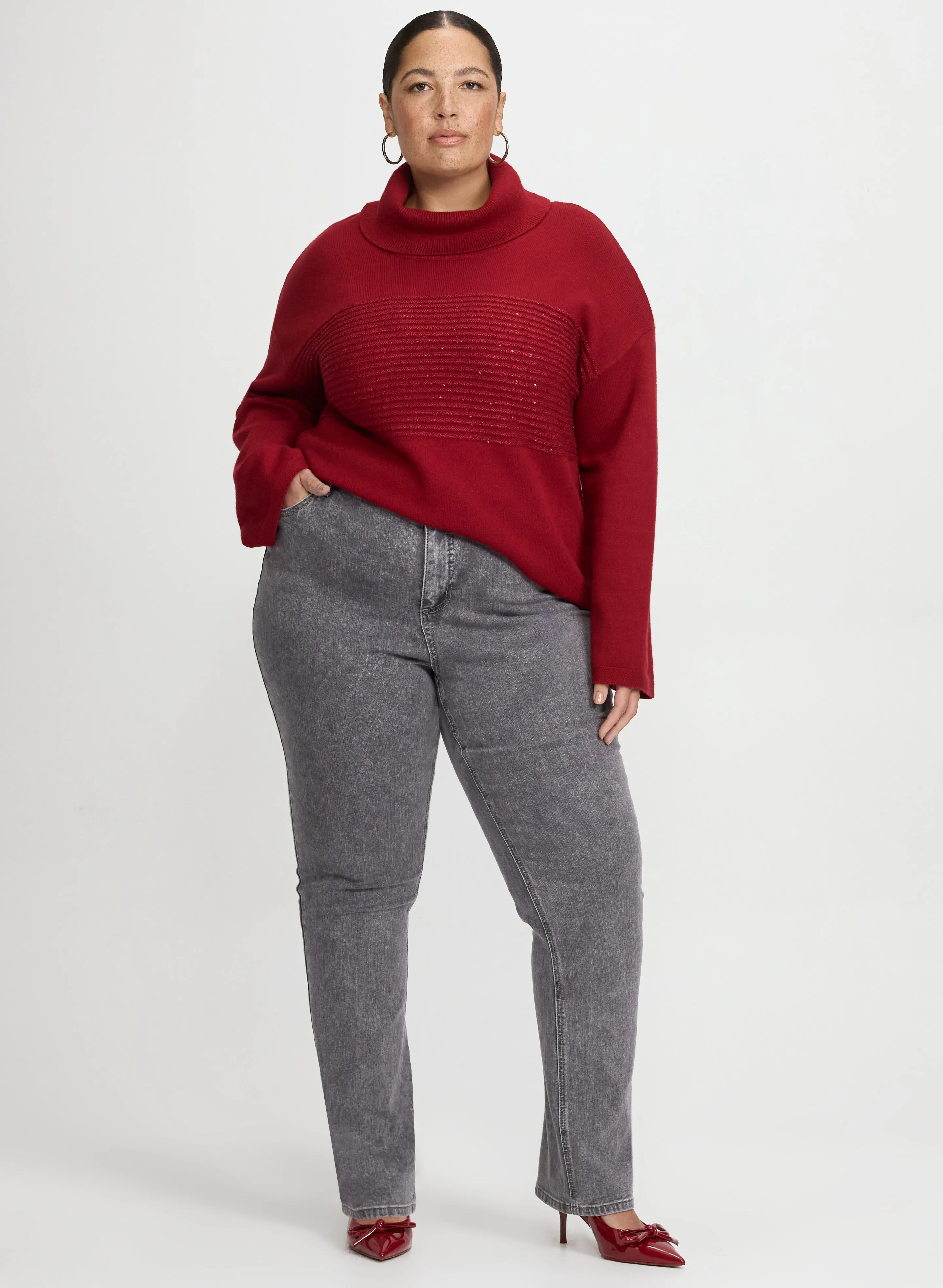 Sequin Striped Cowl Neck Sweater sold by Laura product image thumbnail 4