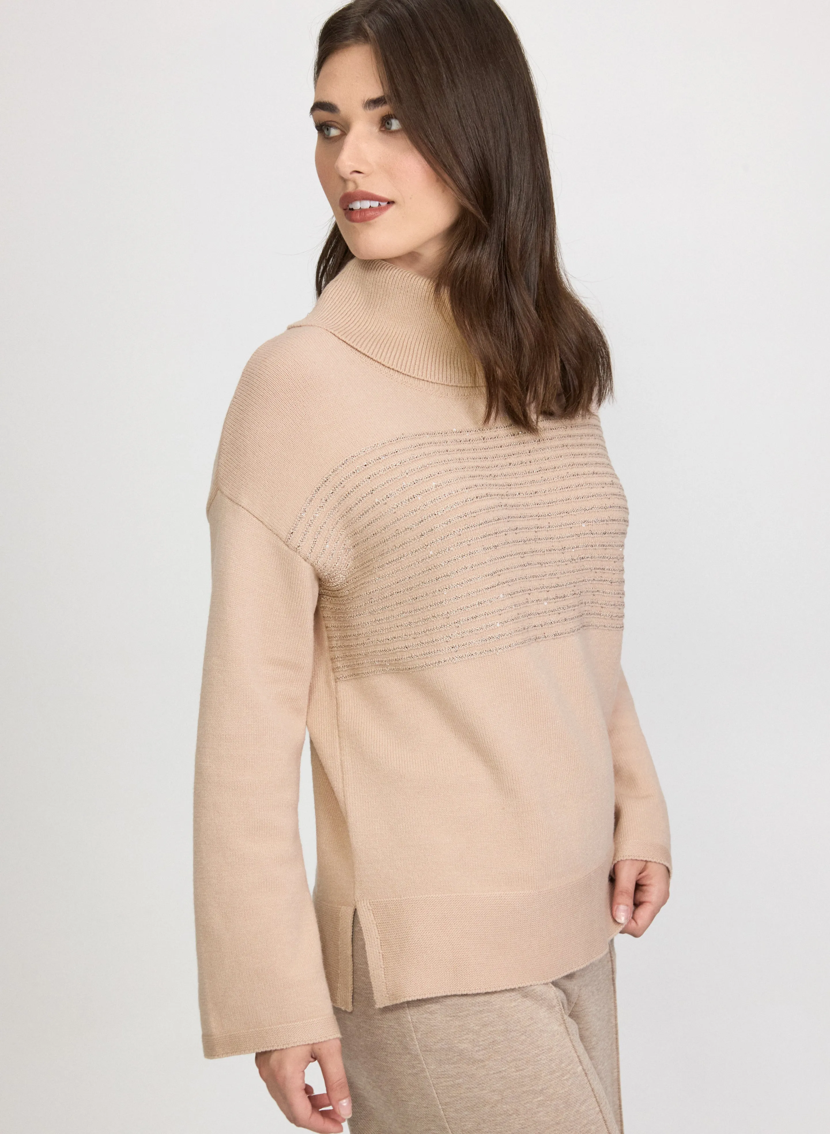 Sequin Striped Cowl Neck Sweater sold by Laura product image thumbnail 2