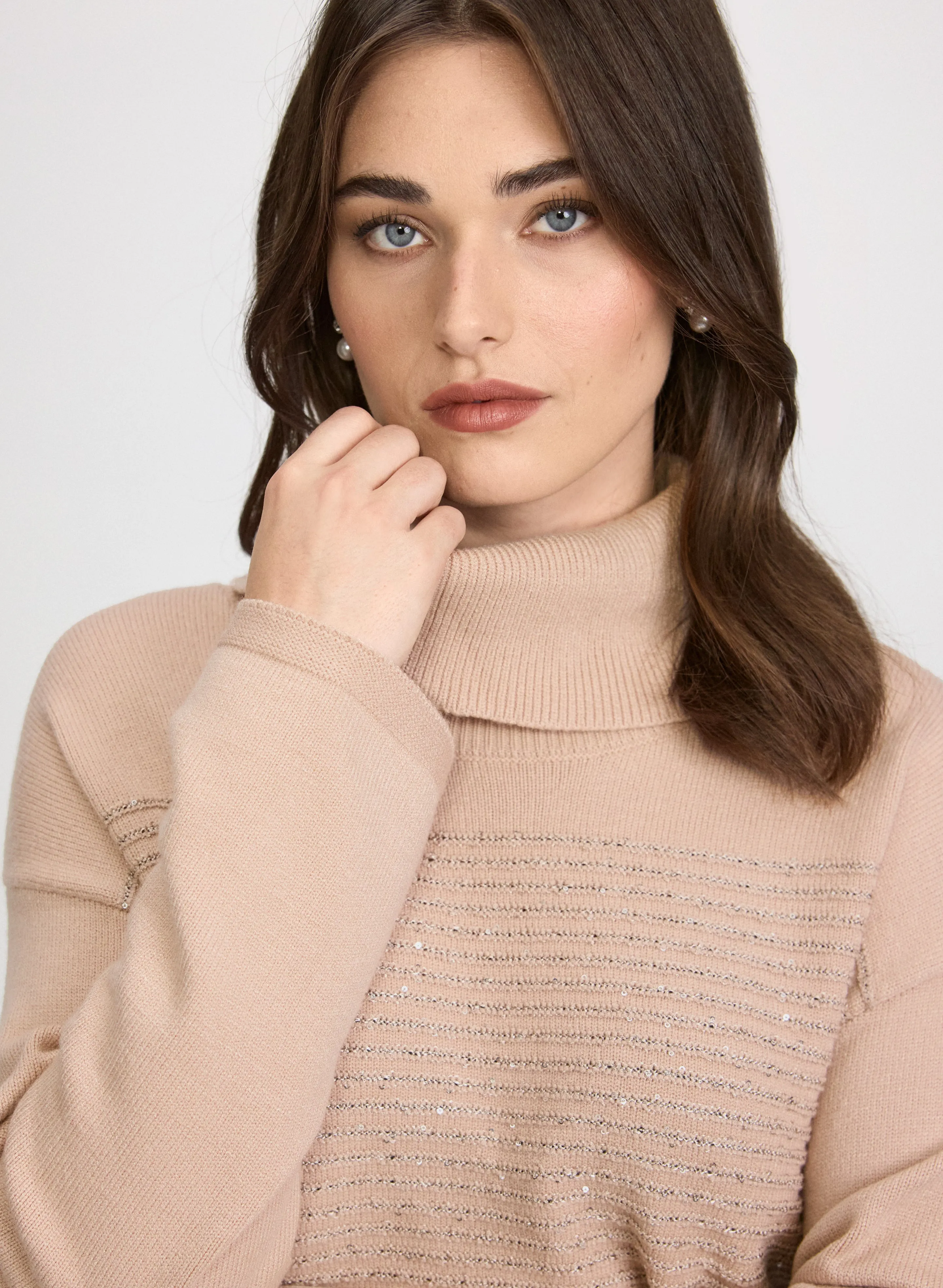 Sequin Striped Cowl Neck Sweater sold by Laura product image thumbnail 5