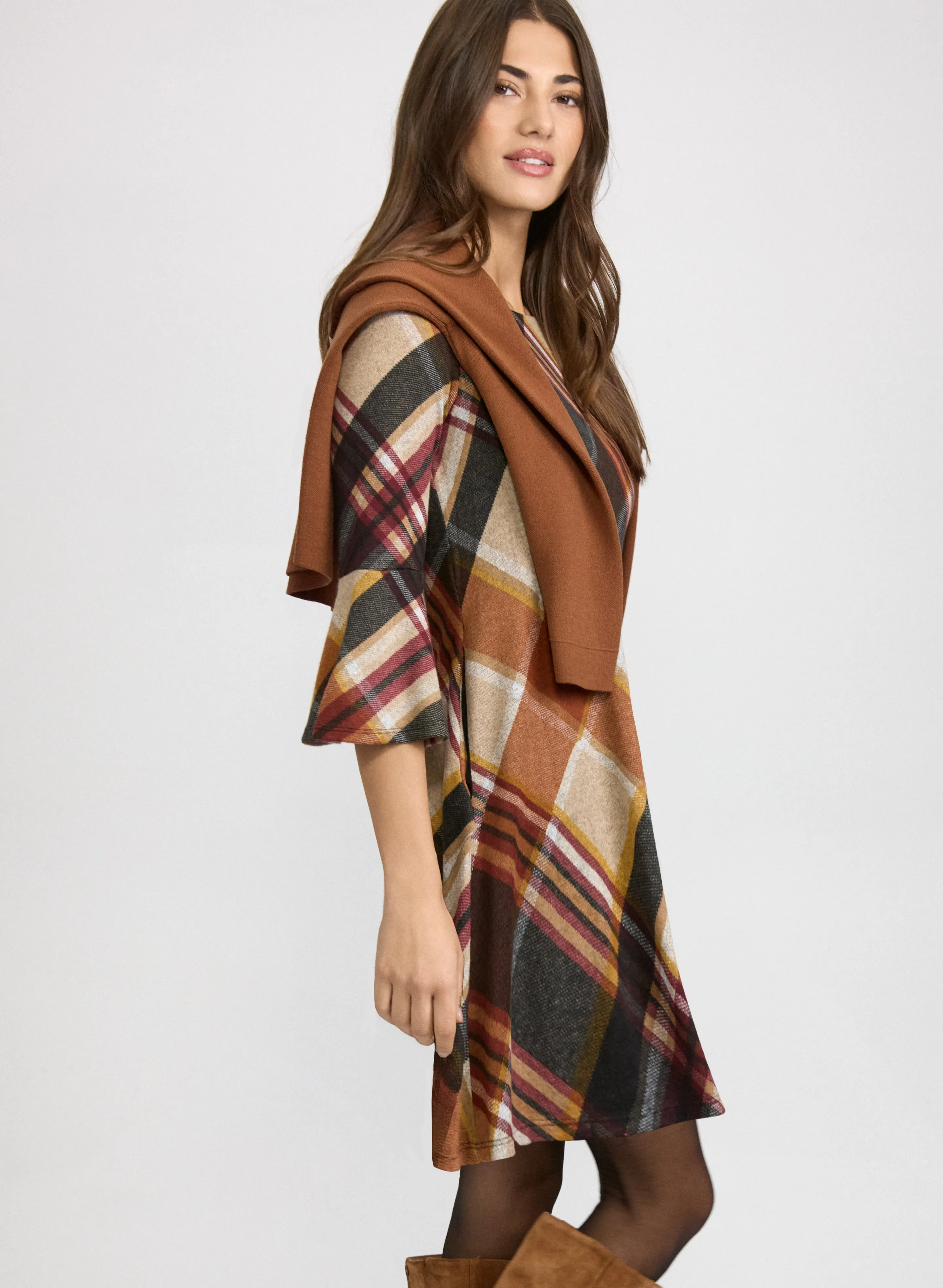 Plaid Bell Sleeve Dress sold by Laura product image thumbnail 3