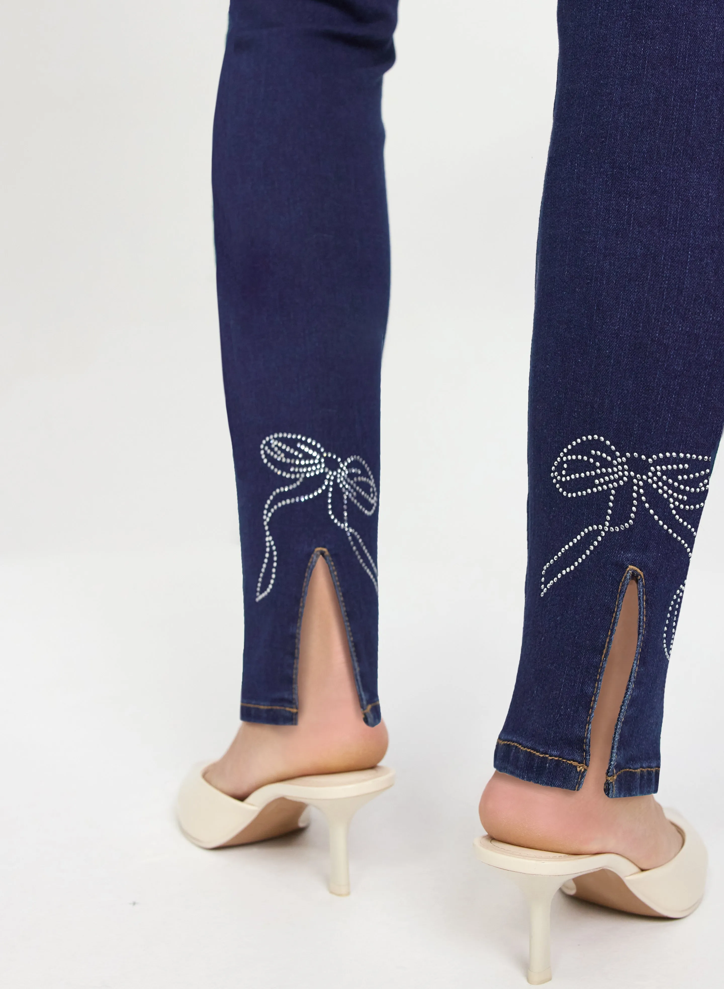 Rhinestone Bow Slim-Leg Jeans sold by Laura product image thumbnail 5