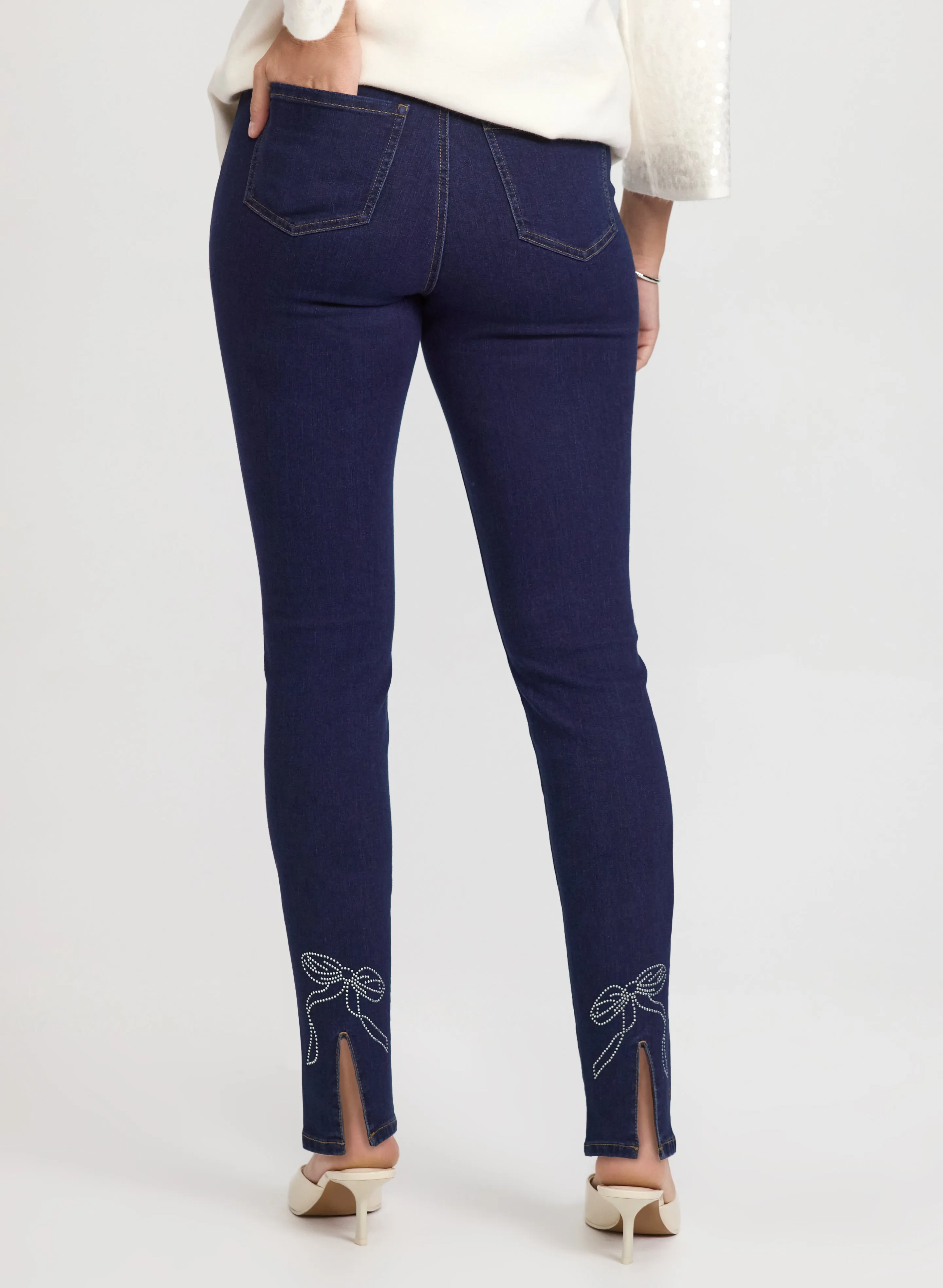 Rhinestone Bow Slim-Leg Jeans sold by Laura product image thumbnail 2