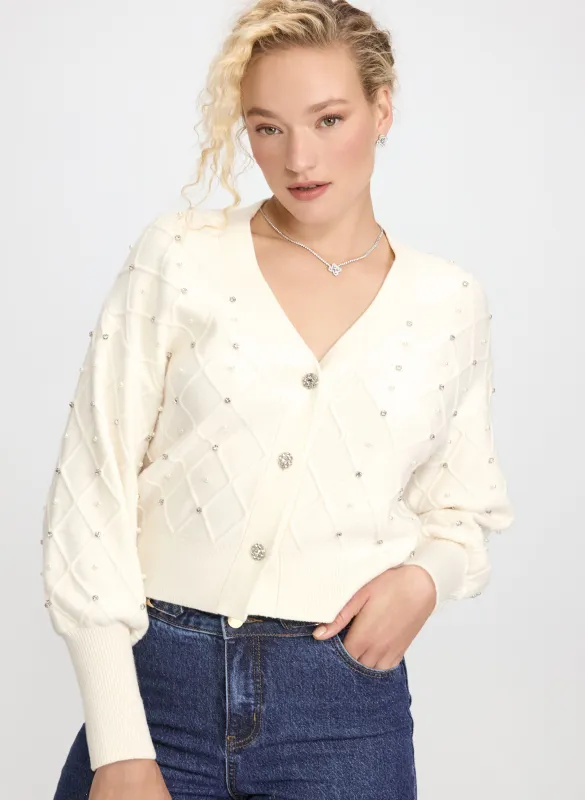 Jeweled Button-Down Cardigan sold by Laura