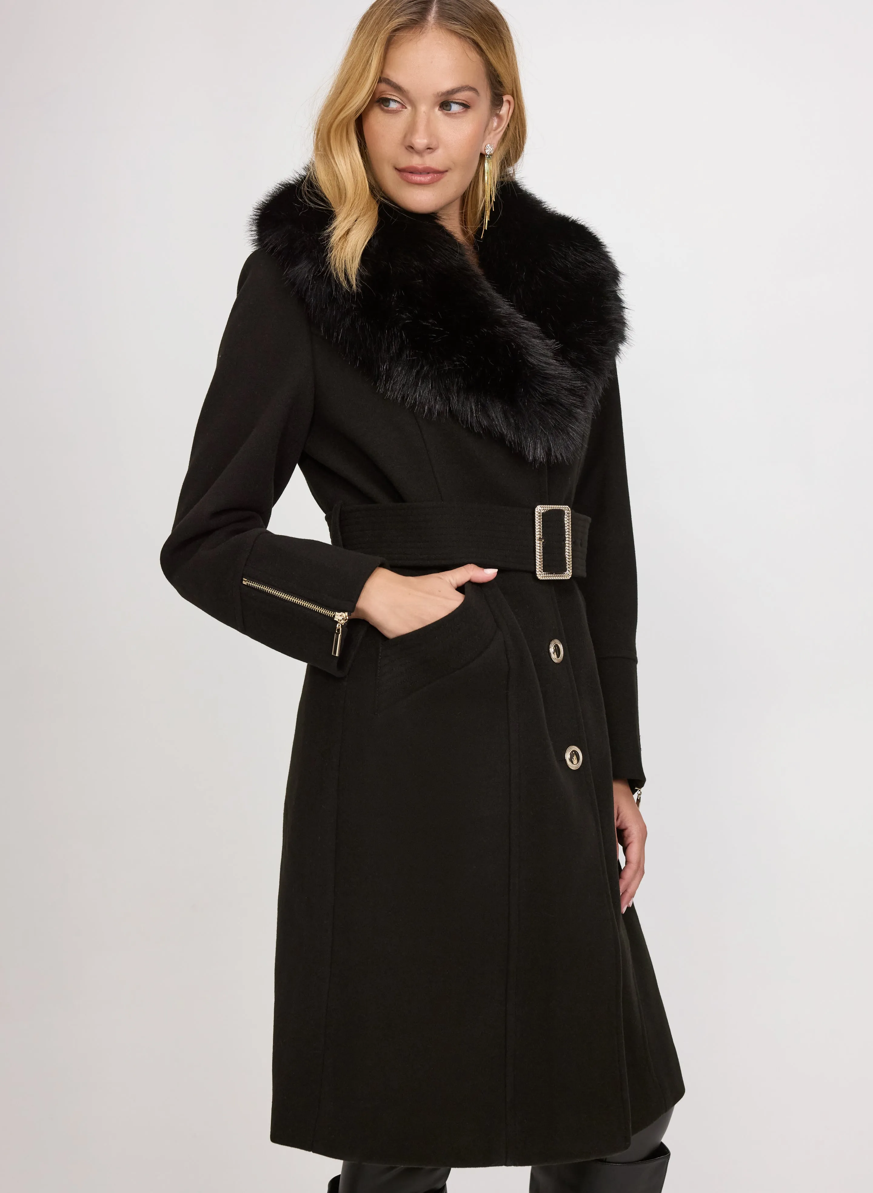 Faux-Fur Collar Coat sold by Laura product image thumbnail 4