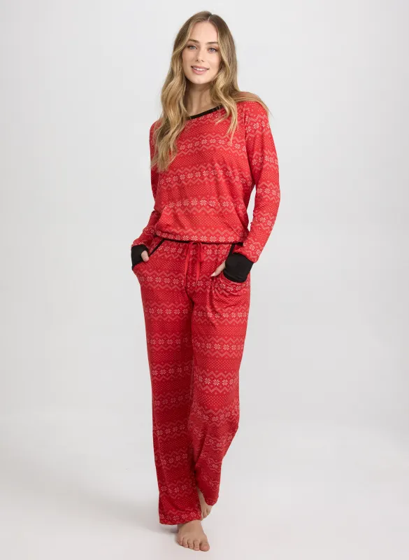 Snowflake Print Pyjama Set sold by Laura