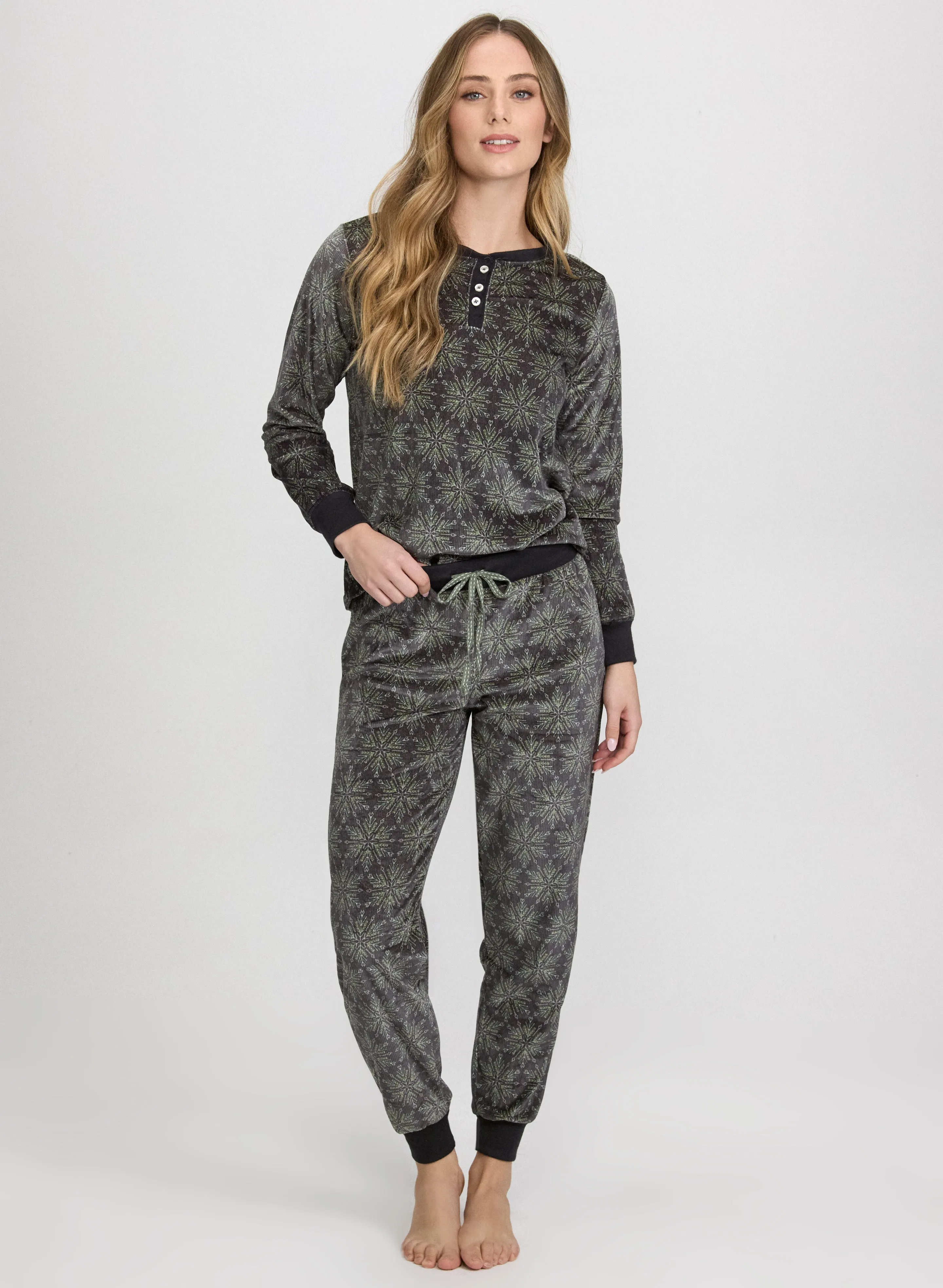 Snowflake Print Pyjama Set sold by Laura