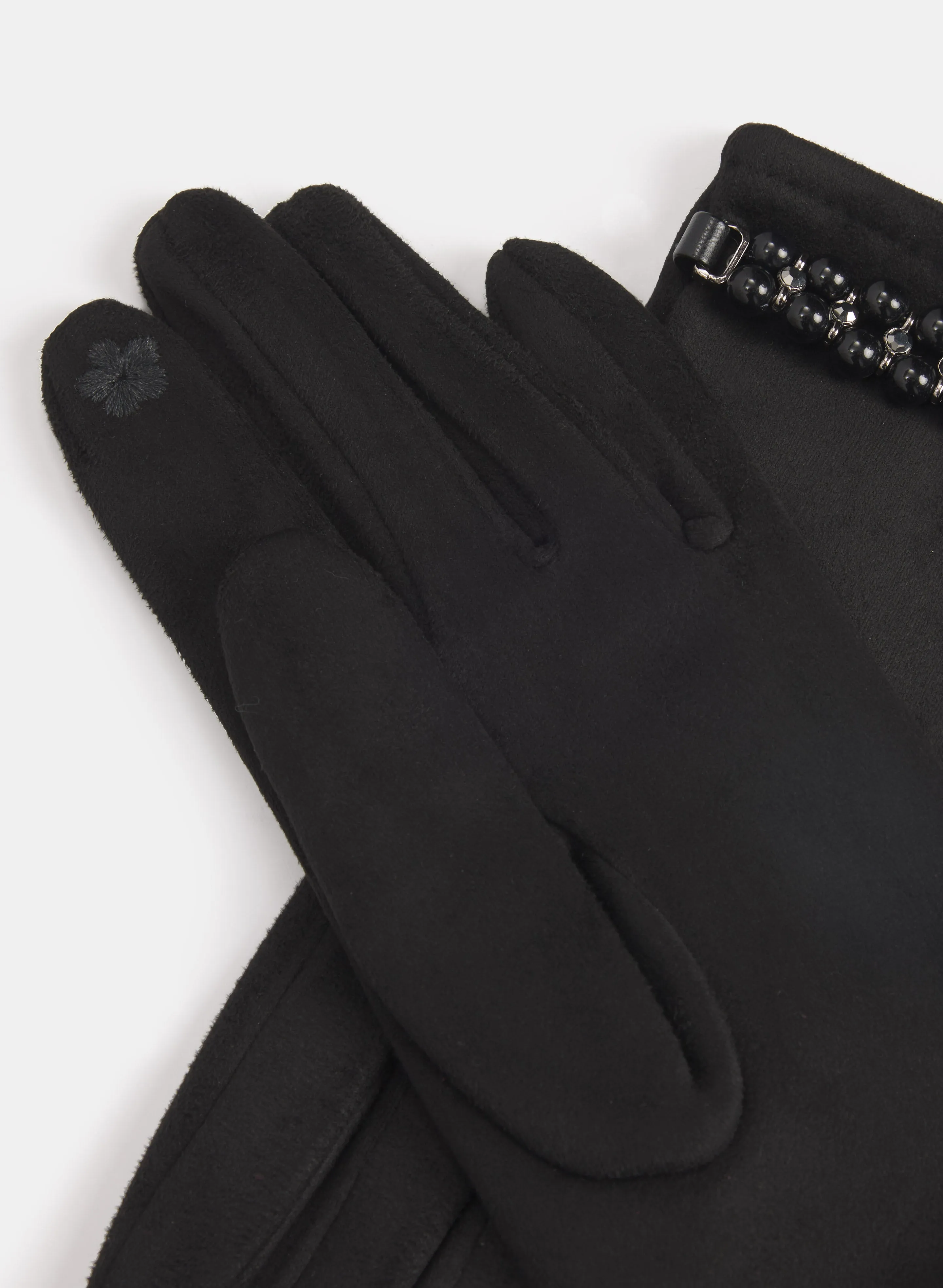 Pearl Embellished Faux Suede Gloves sold by Laura product image thumbnail 2