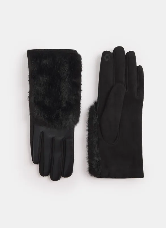 Faux Fur & Vegan Leather Gloves sold by Laura