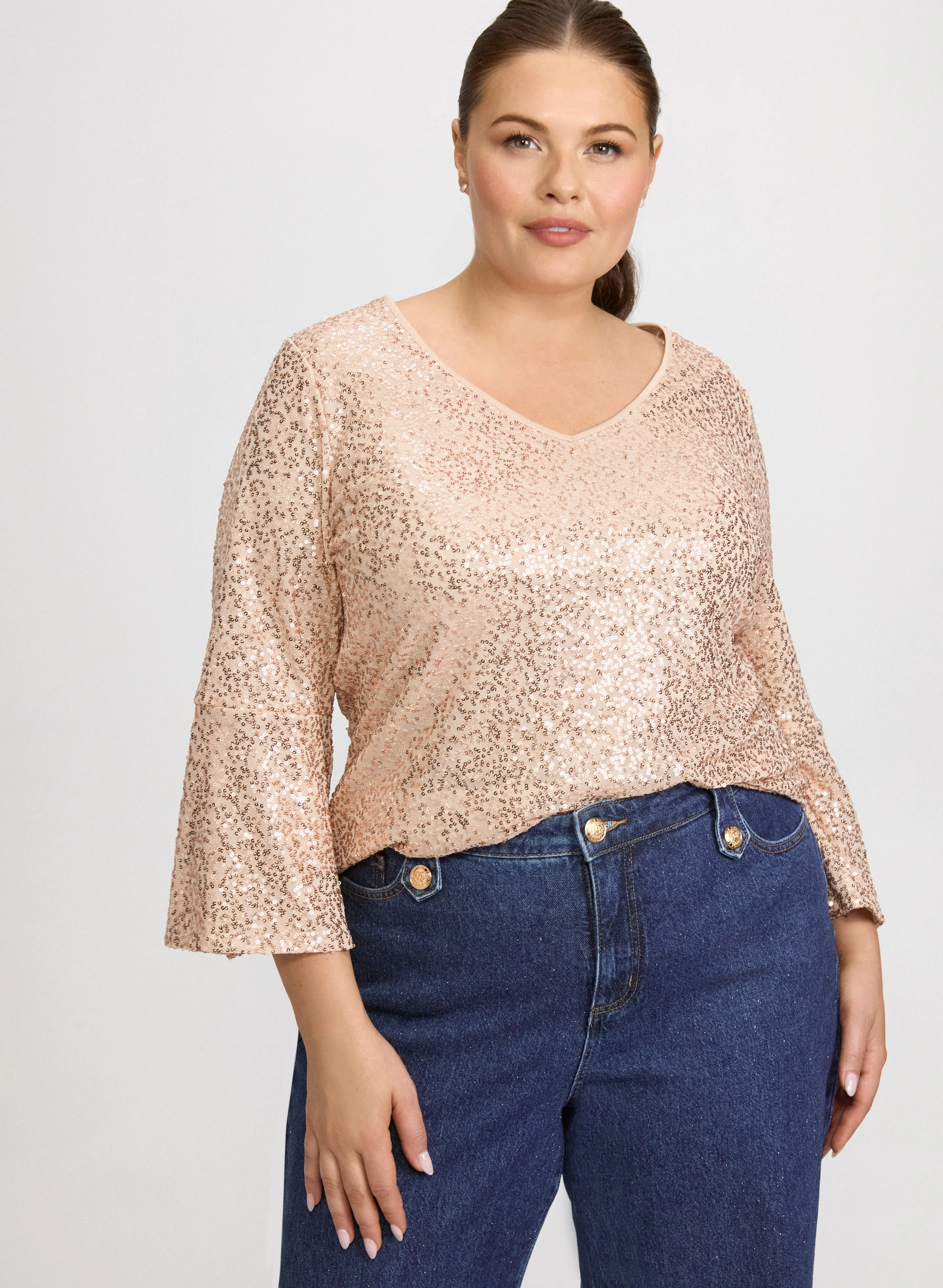 Bell Sleeve Sequin Top sold by Laura