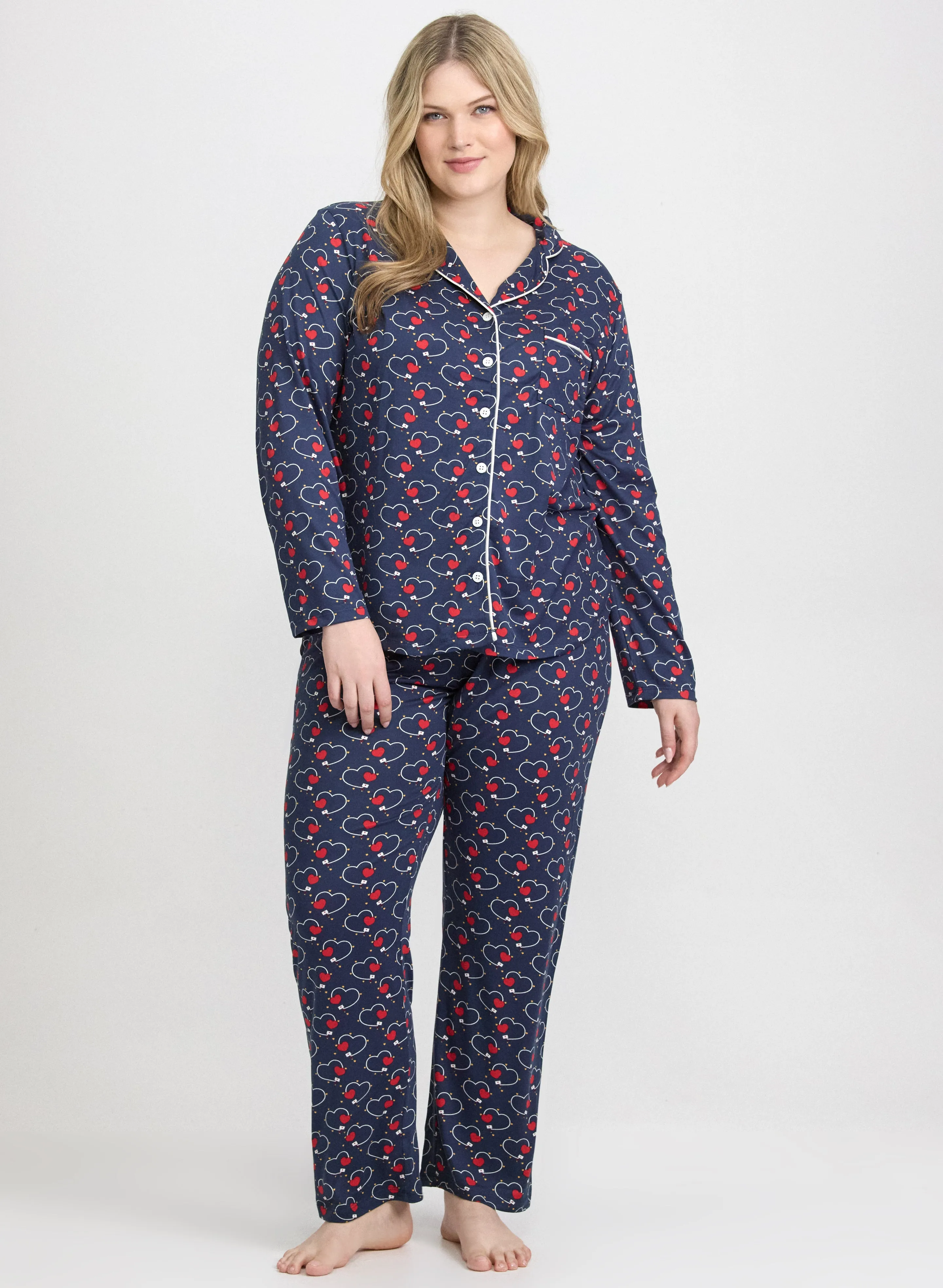 Heart Print Pyjama Set sold by Laura