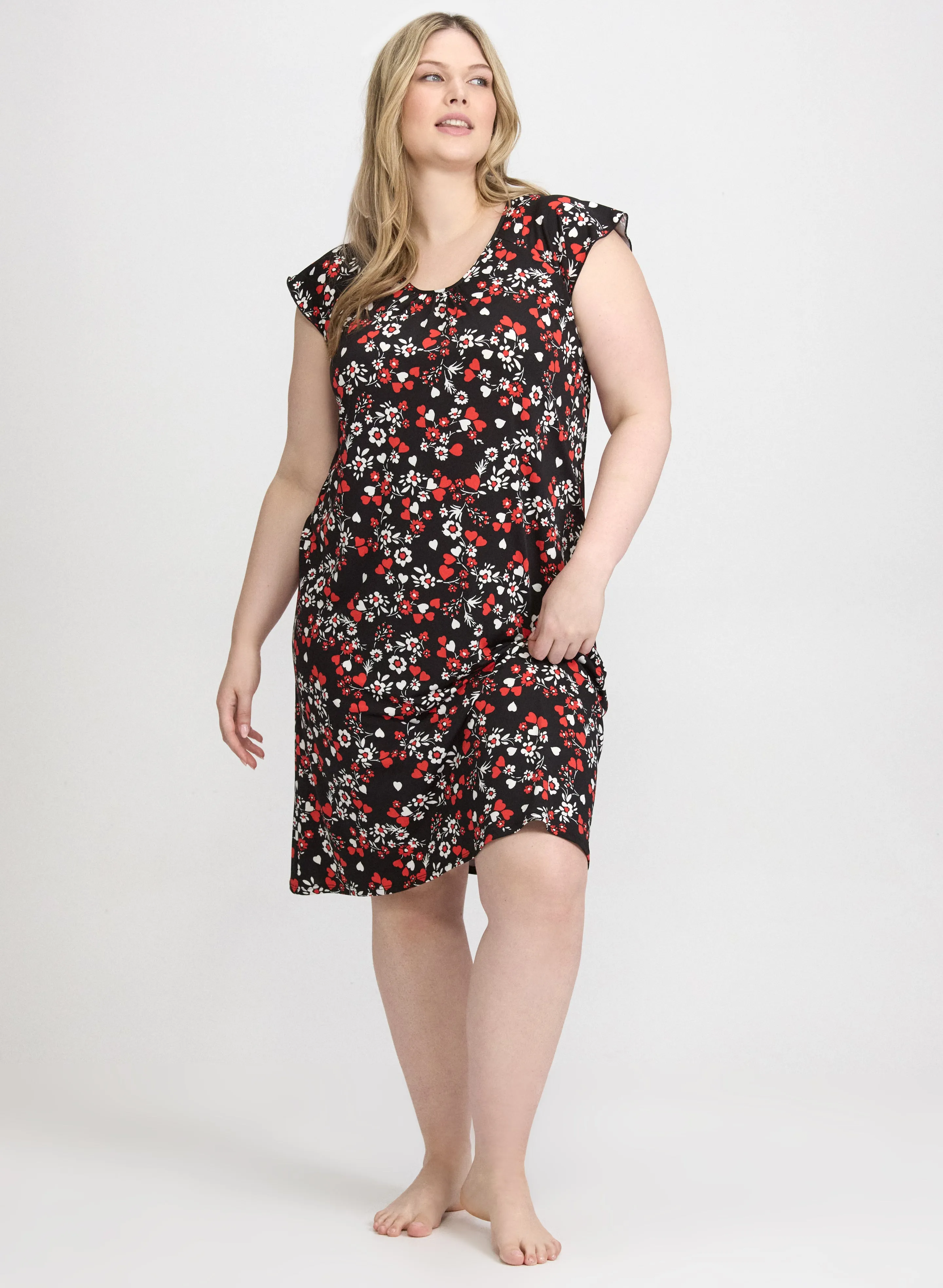 Floral & Heart Print Nightgown sold by Laura