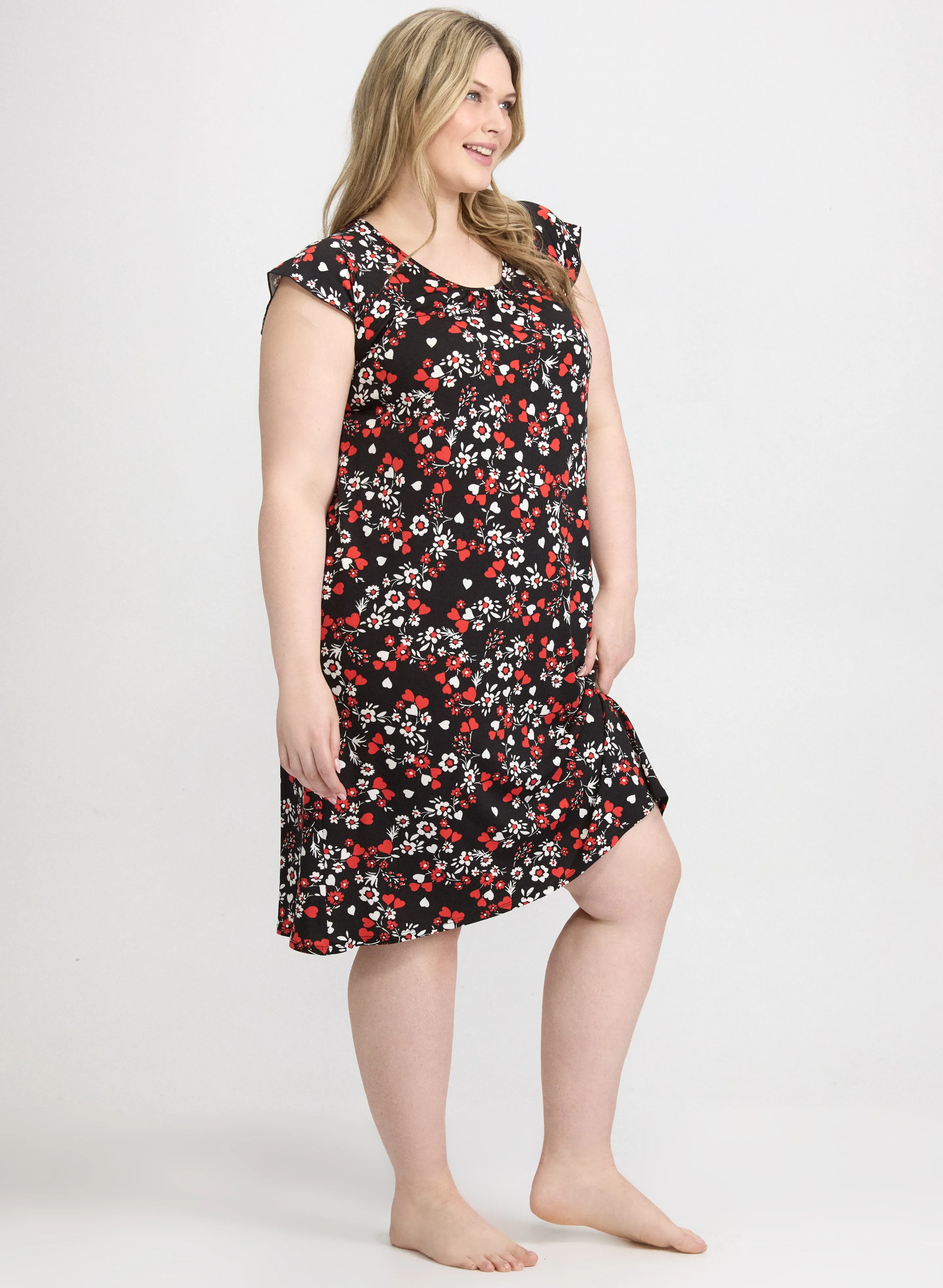 Floral & Heart Print Nightgown sold by Laura product image thumbnail 3