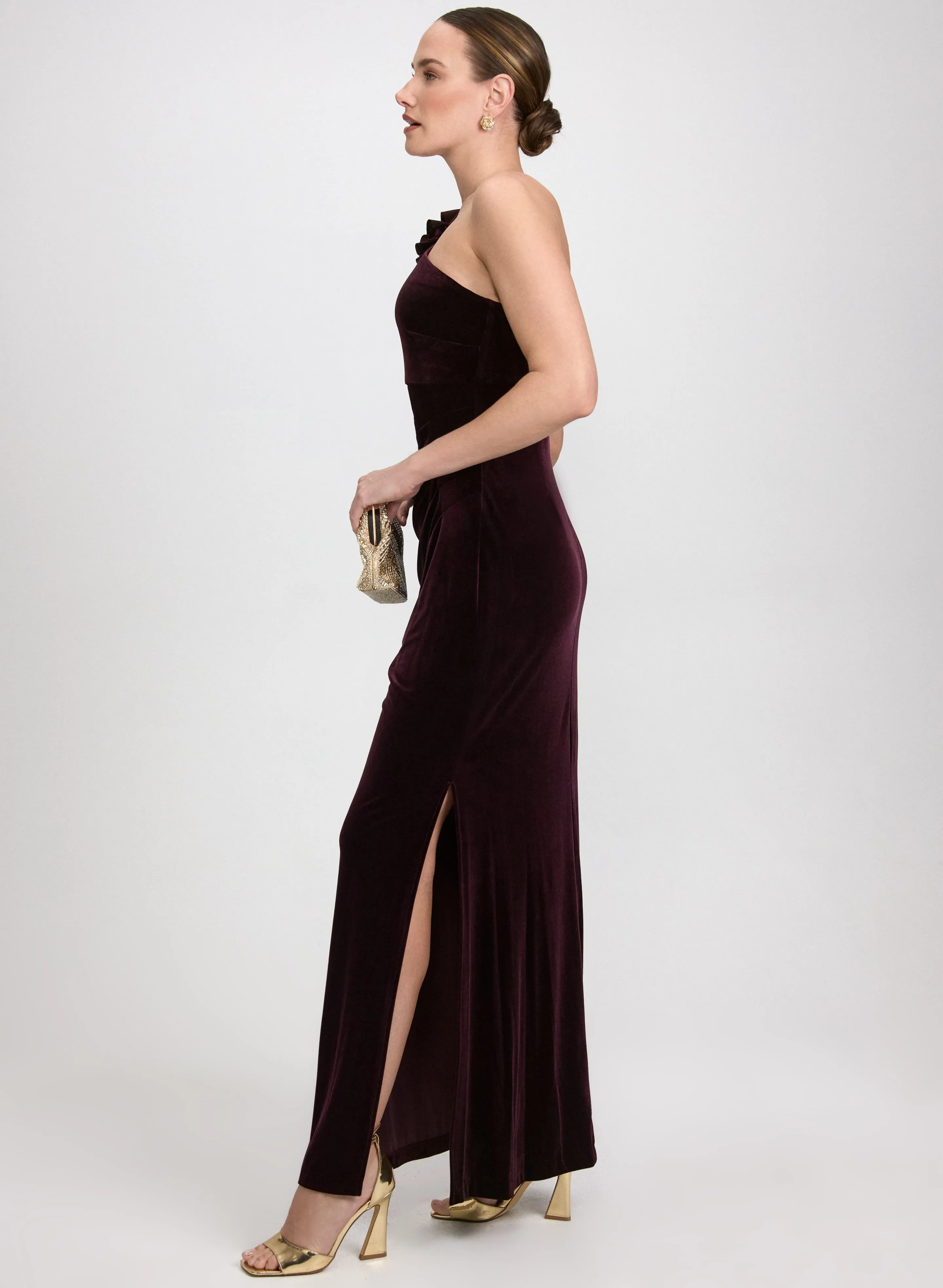 Velvet One-Shoulder Dress sold by Laura product image thumbnail 2
