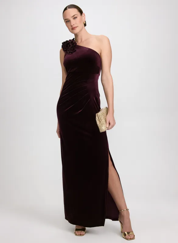 Velvet One-Shoulder Dress sold by Laura