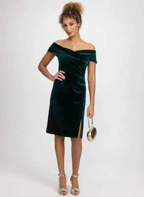 Off-The-Shoulder Velvet Dress sold by Laura