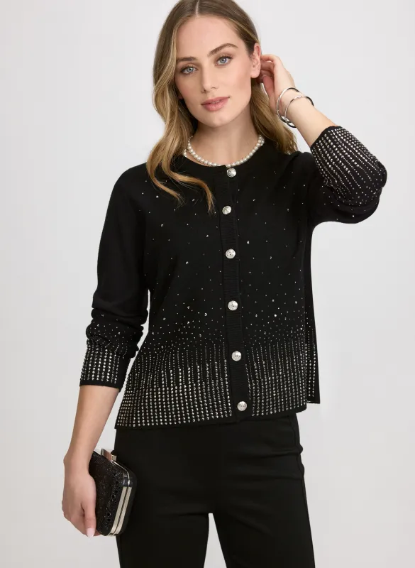 Gradient Rhinestone Embellished Cardigan sold by Laura