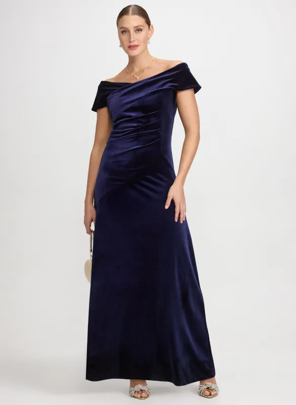 Off-The-Shoulder Velvet Dress sold by Laura