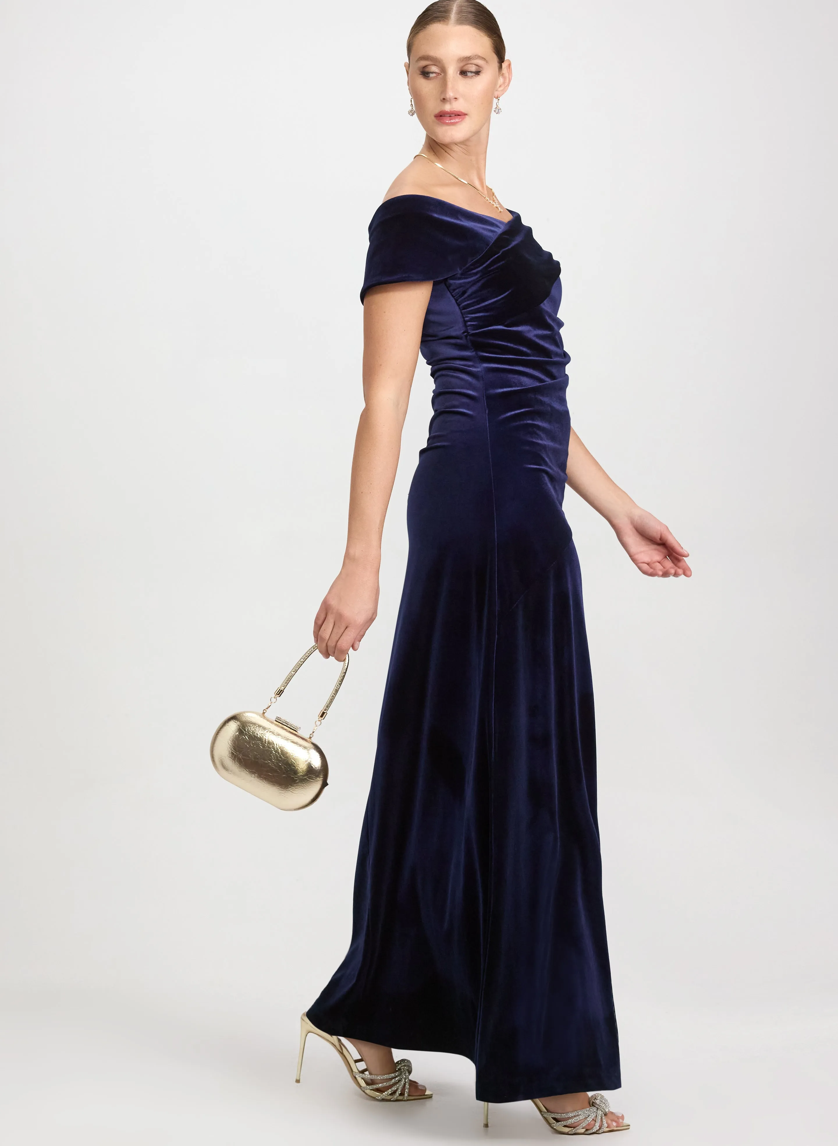 Off-The-Shoulder Velvet Dress sold by Laura product image thumbnail 2