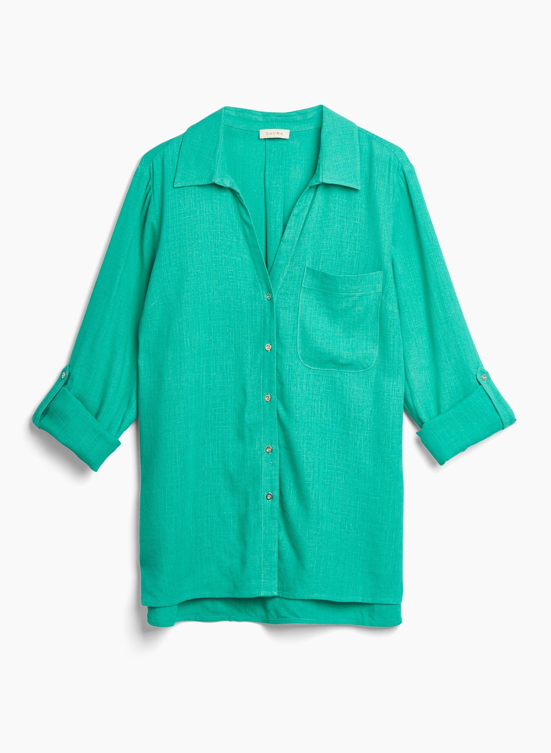 Roll-Up Sleeve Linen-Blend Blouse sold by Laura product image thumbnail 5