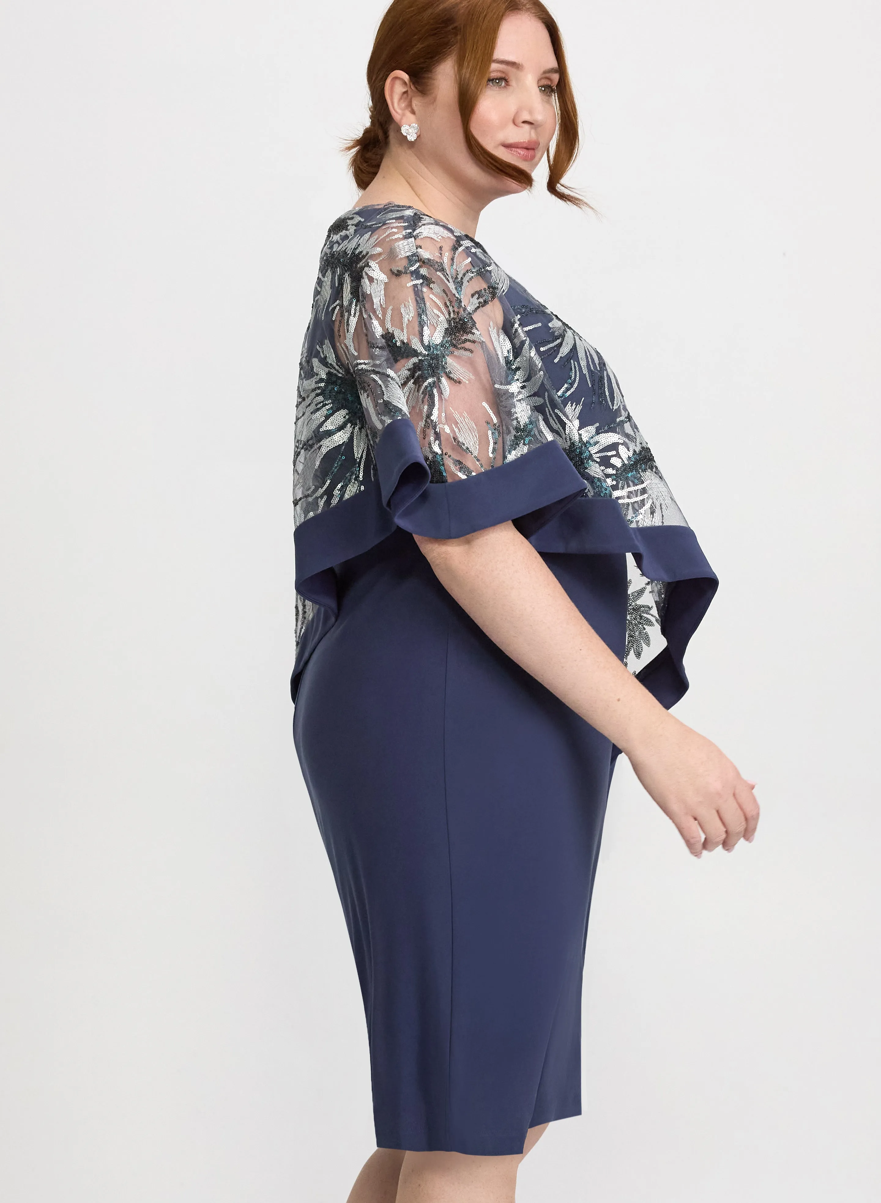 Floral Capelet Overlay Dress sold by Laura product image thumbnail 3