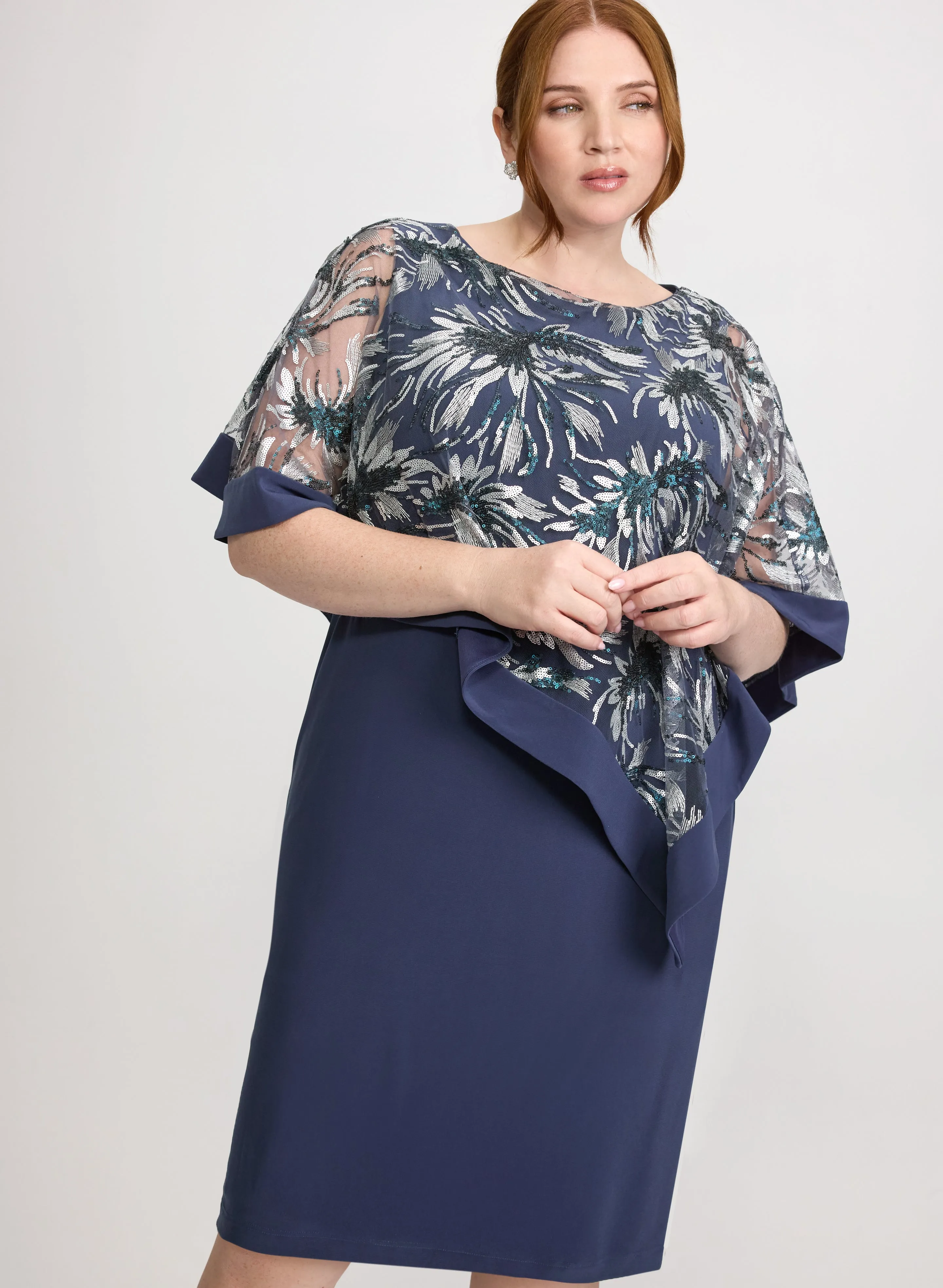 Floral Capelet Overlay Dress sold by Laura product image thumbnail 4