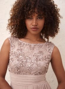 Lace & Sequin Flounce Dress sold by Laura