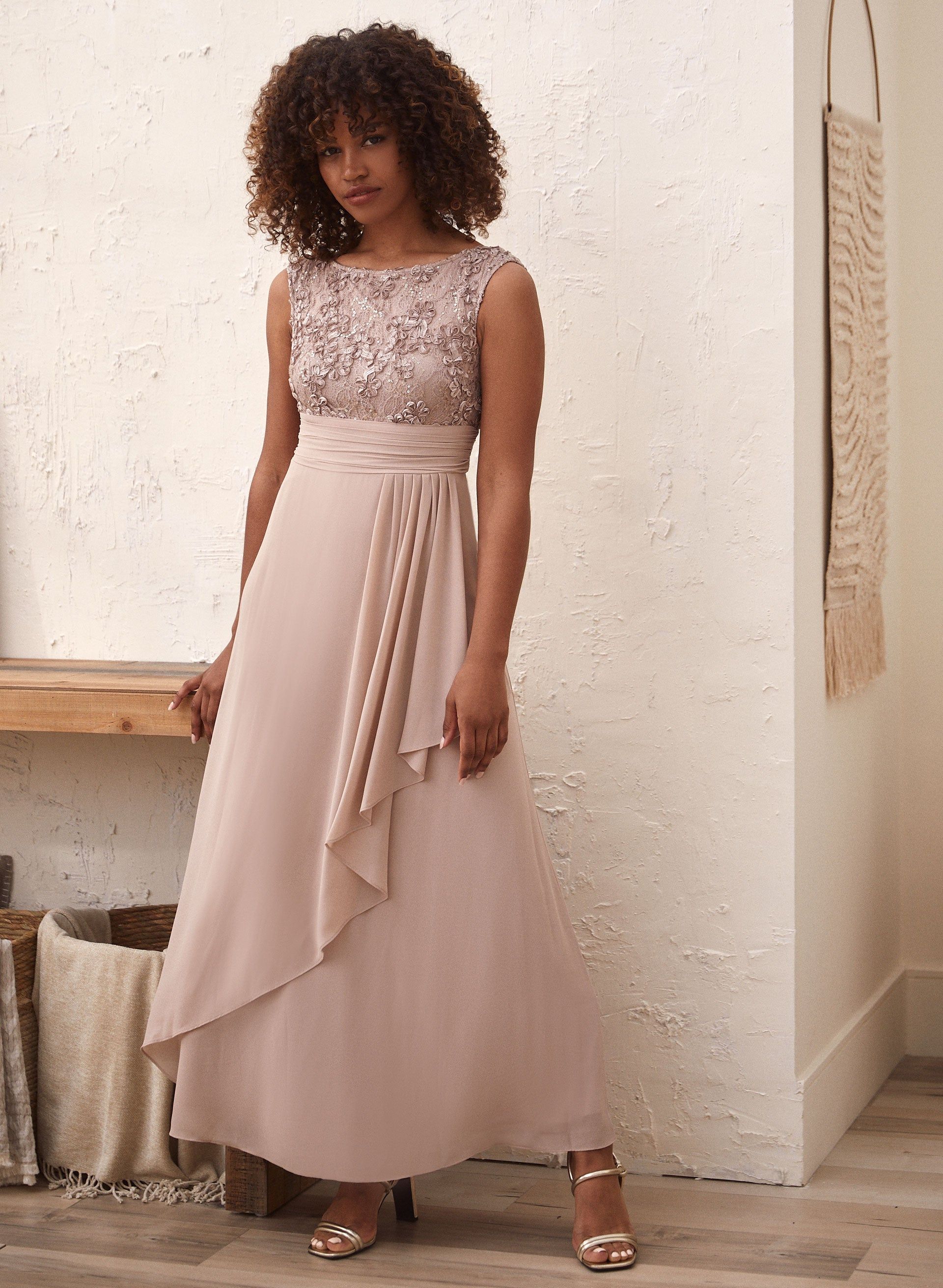 Lace & Sequin Flounce Dress sold by Laura