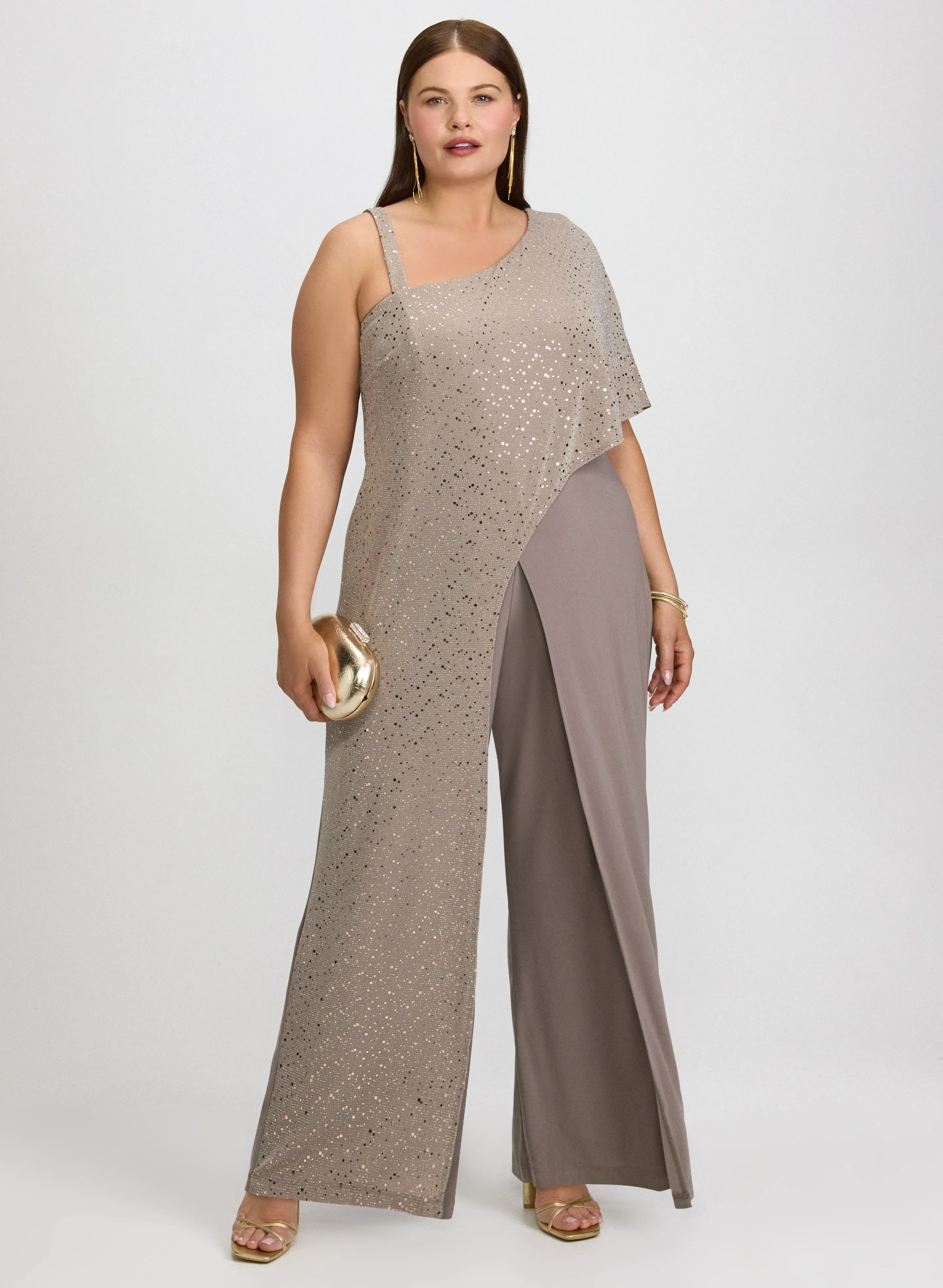 Metallic Capelet Jumpsuit sold by Laura