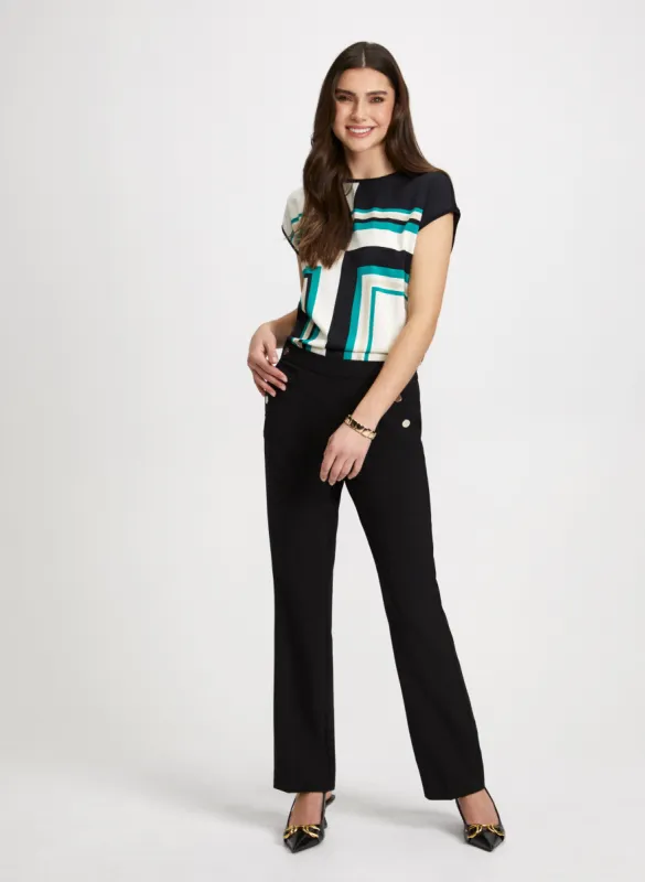 Sleeveless Mock Neck Top & Flared Leg Jeans sold by Laura